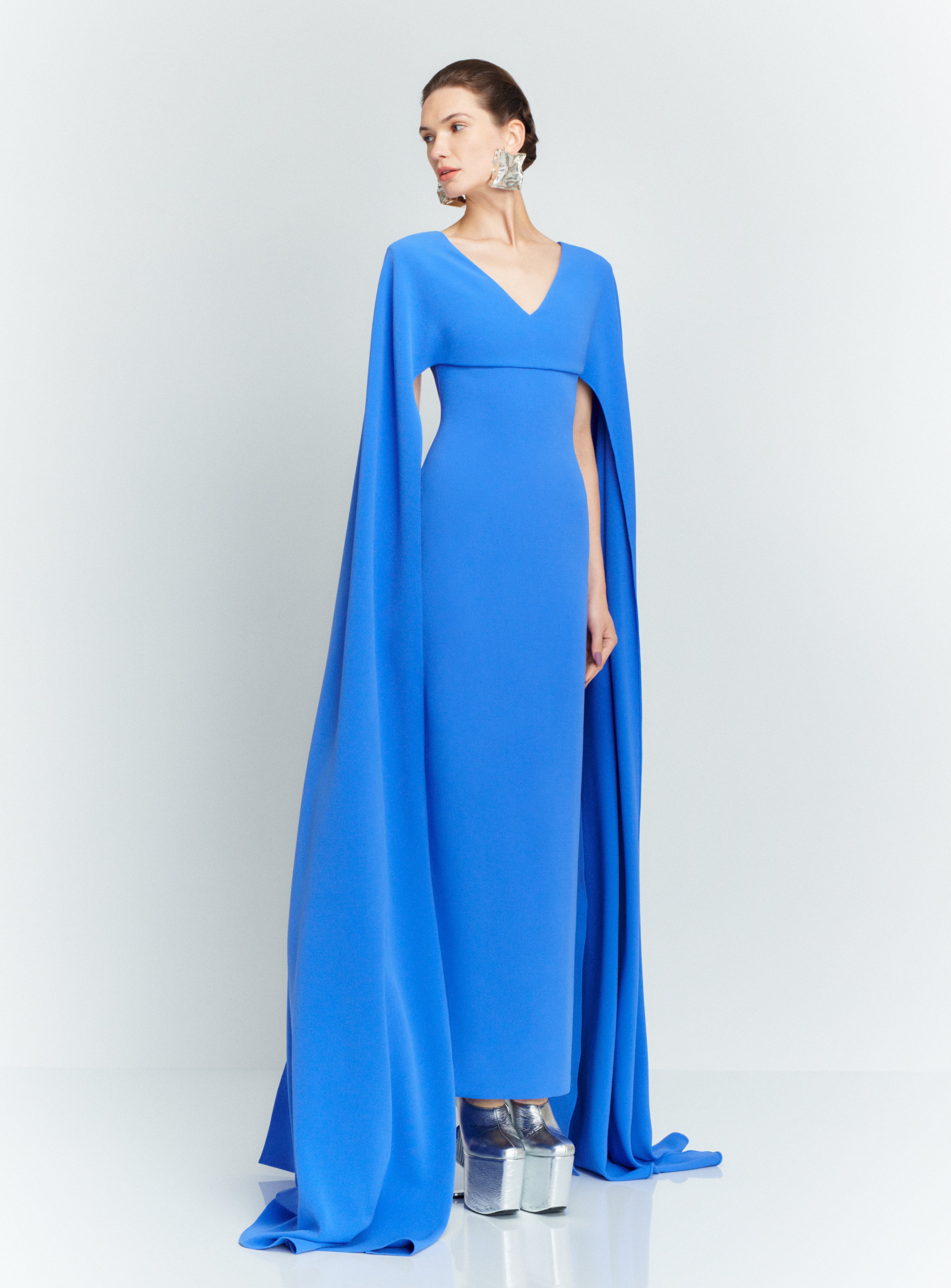 Solace London Morgan Maxi sukienka wieczorowa błękitna