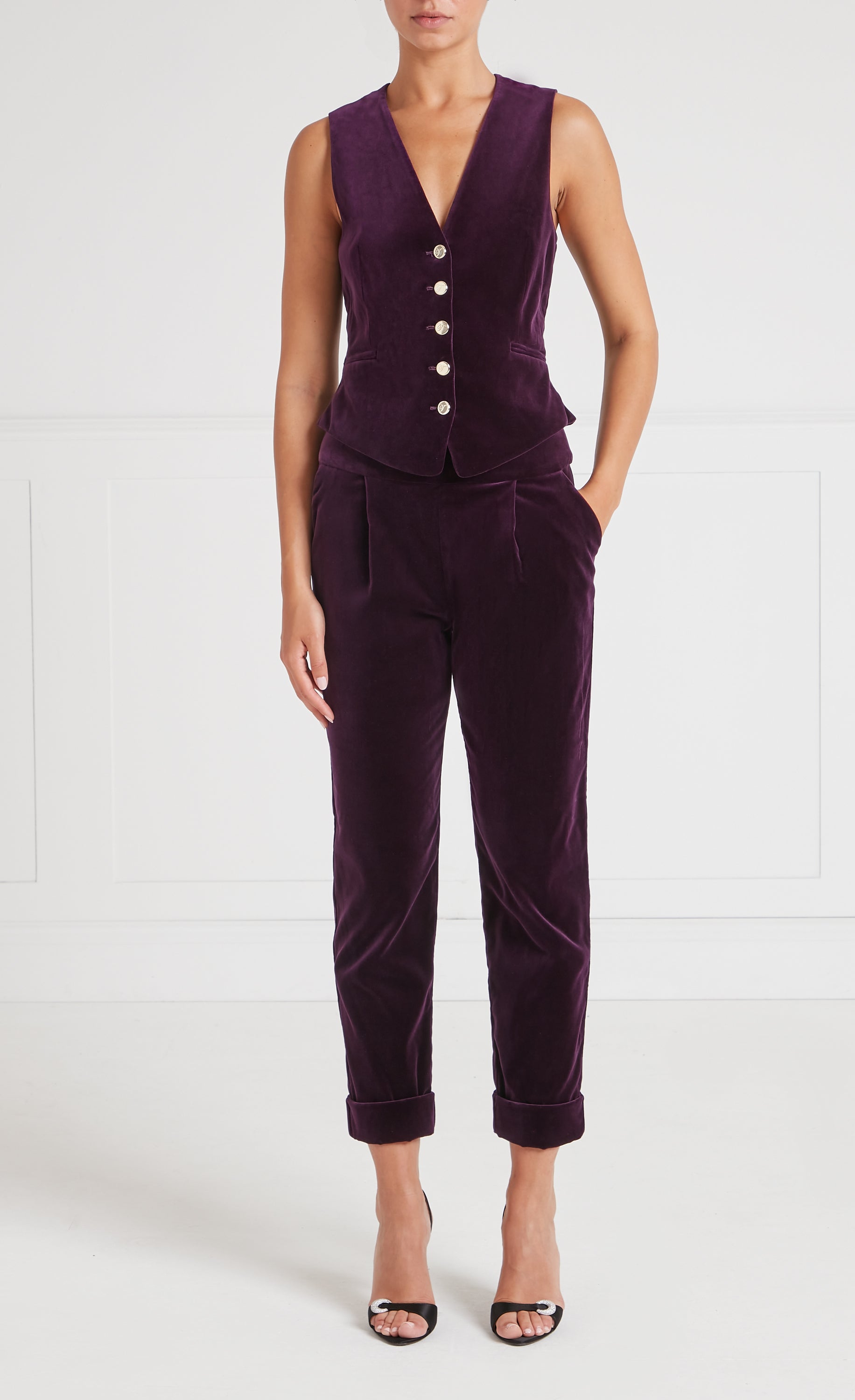 Temperley London Clove Velvet Waistcoat kamizelka Dark Amethyst