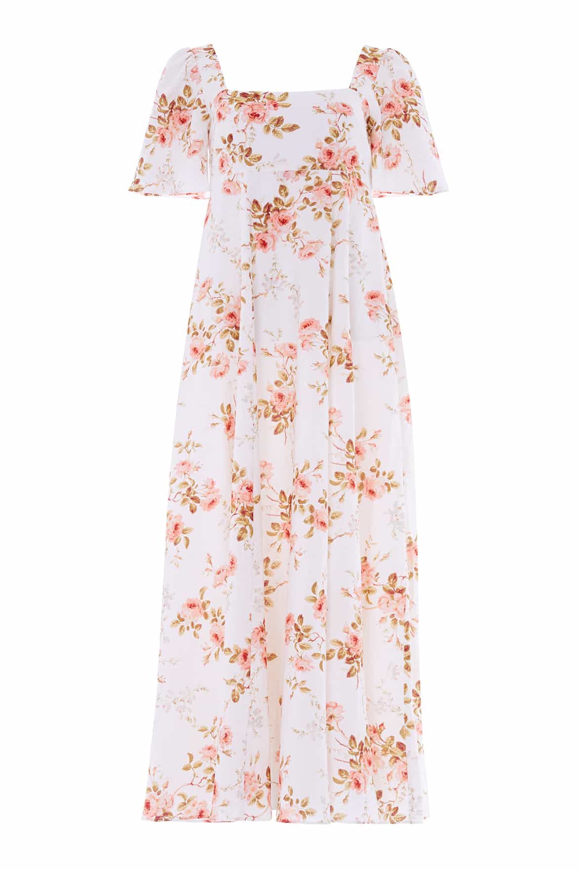 Needle & Thread Summer's Rose Short Sleeve Ankle Gown suknia biała