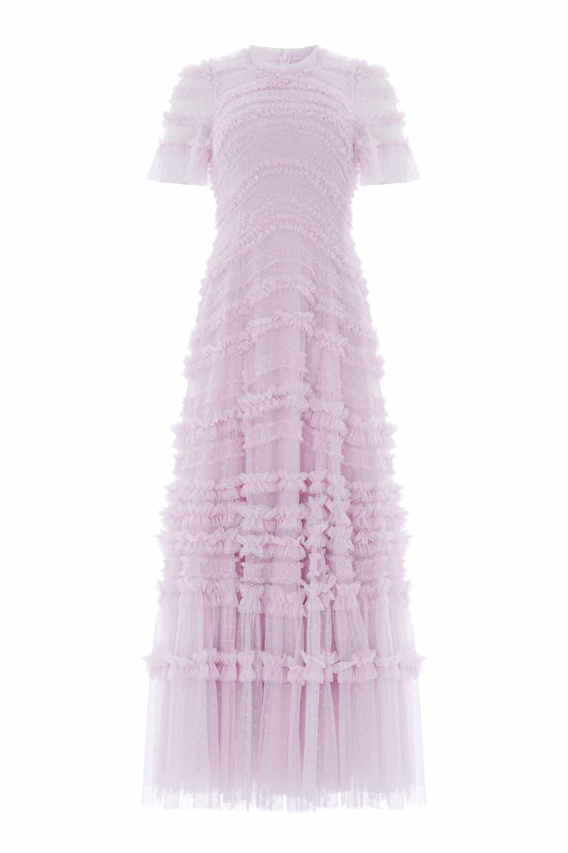 Needle & Thread Amara Round Neck Ruffle suknia liliowa