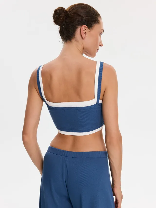 Nudyess Lisa crop top Indygo na ramiączkach