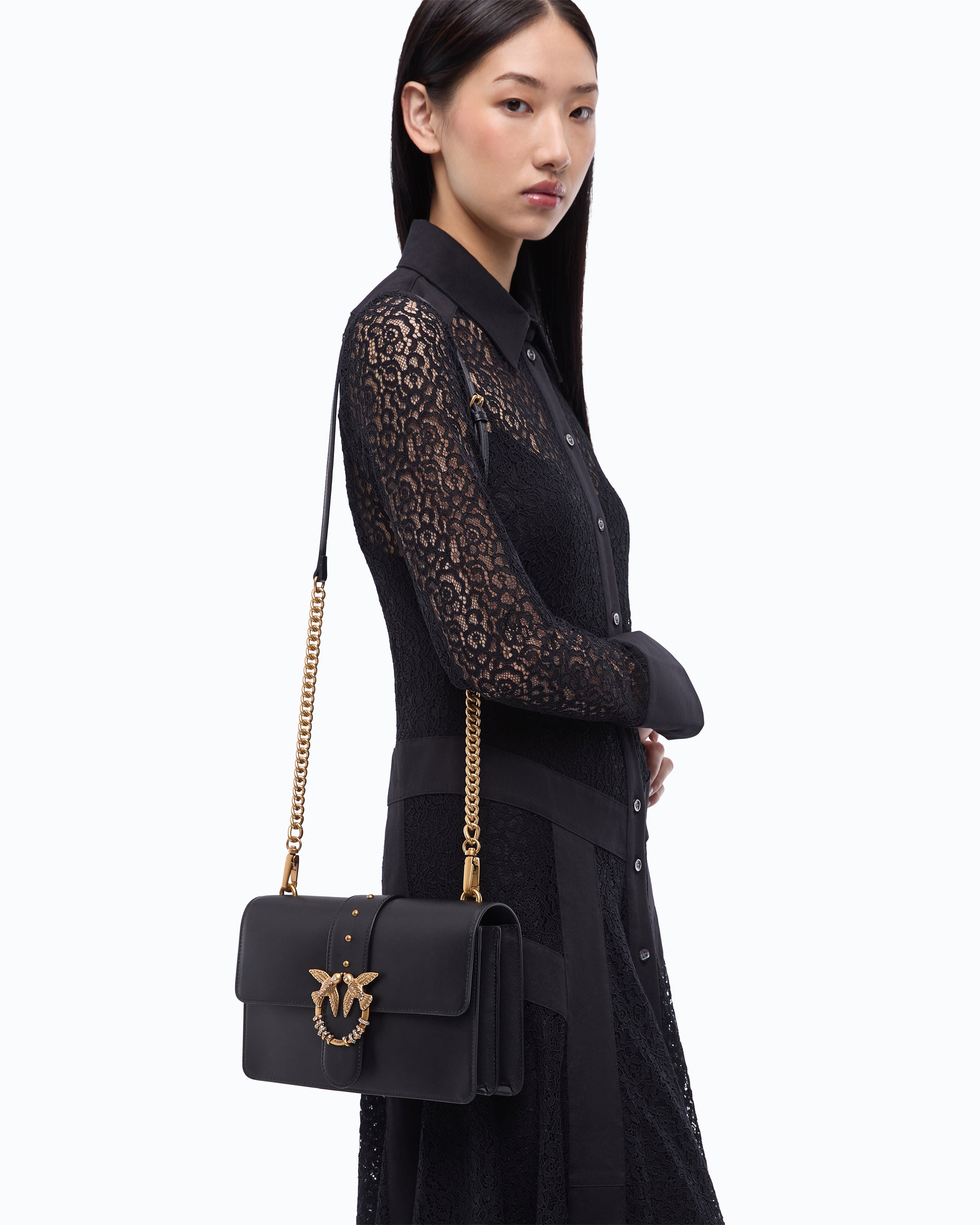 Pinko Love Bag One torebka skórzana czarna