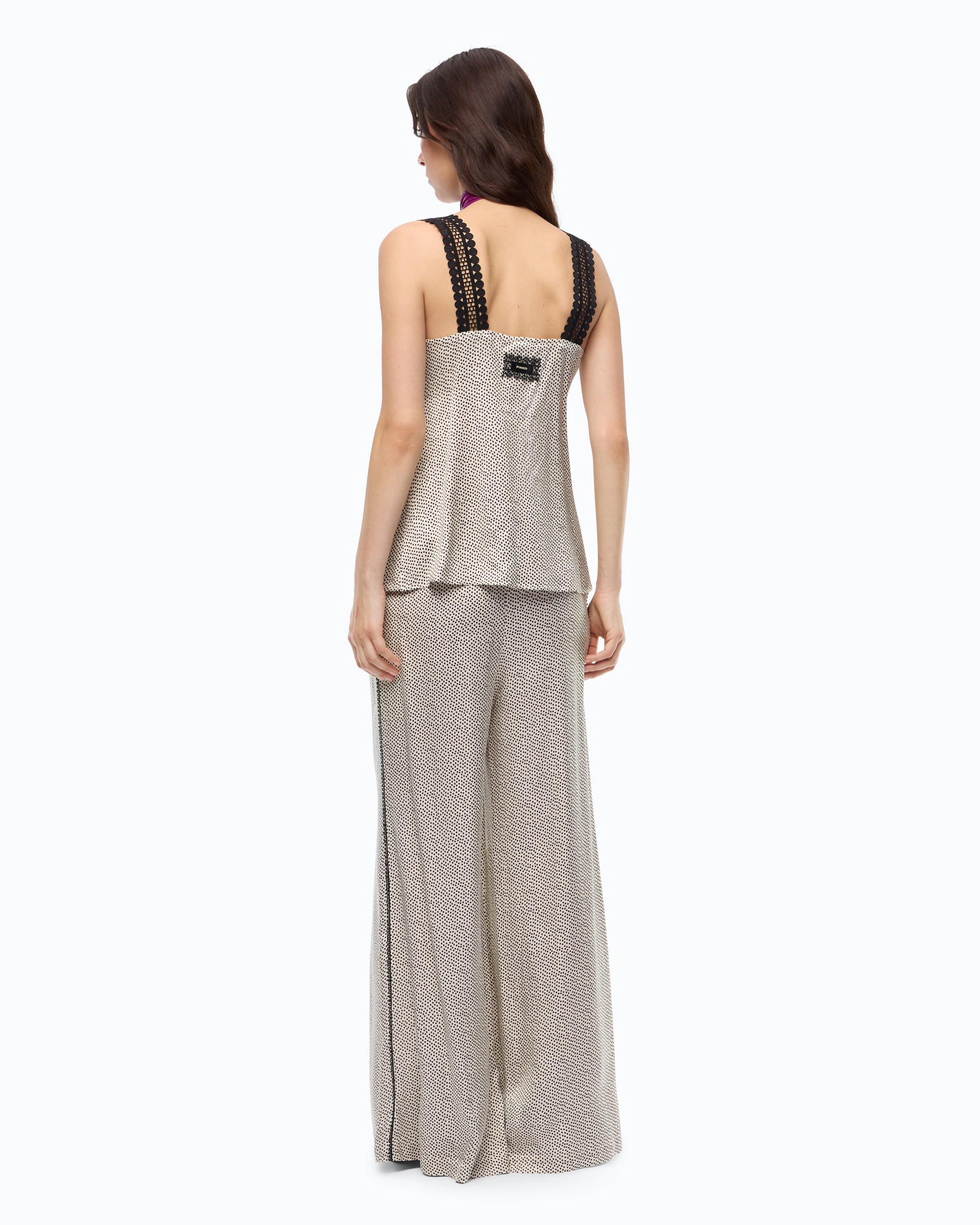 Pinko Prunus Pants spodnie beżowe w kropki