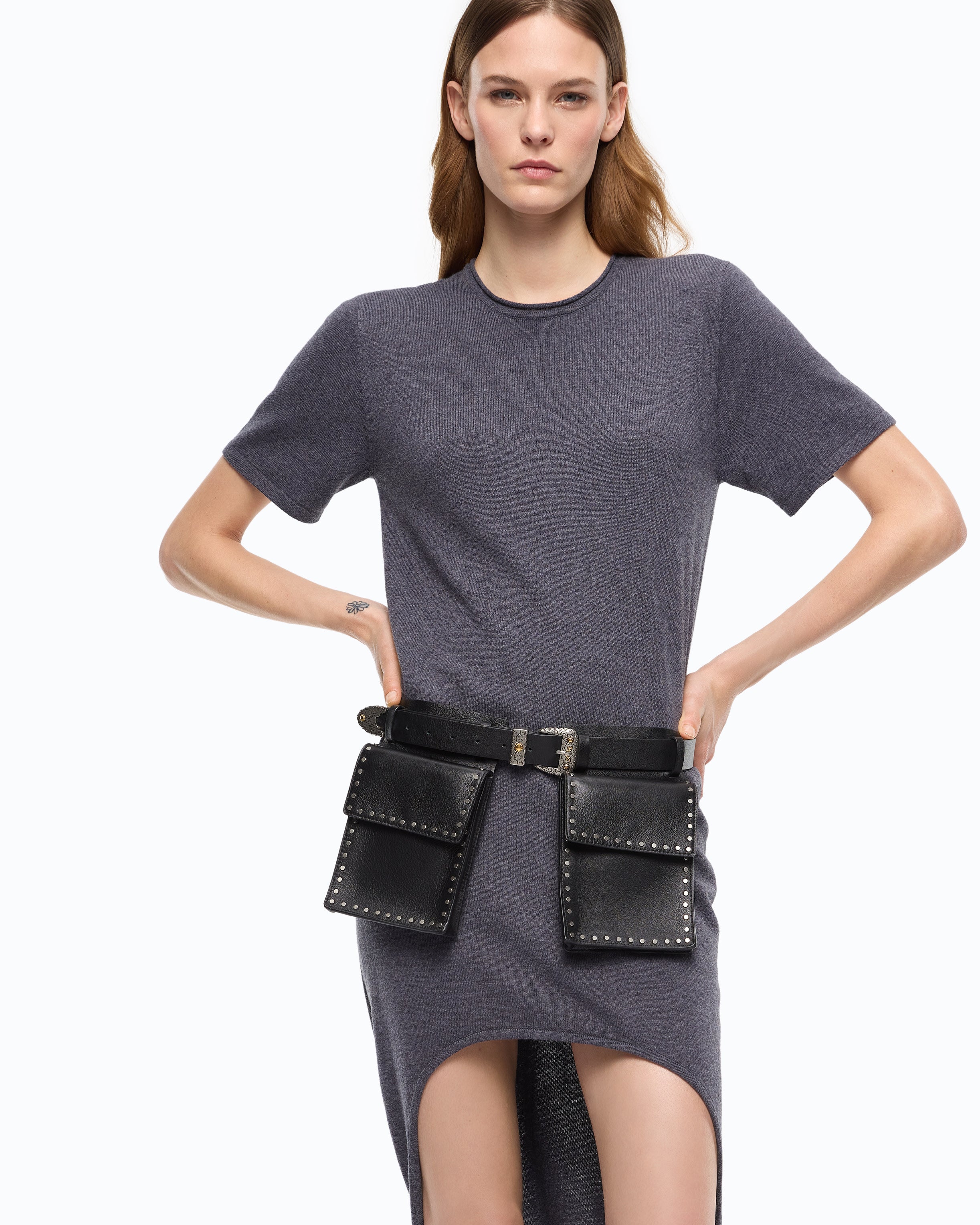 Pinko Bratislava Dress sukienka wełniana szara długa