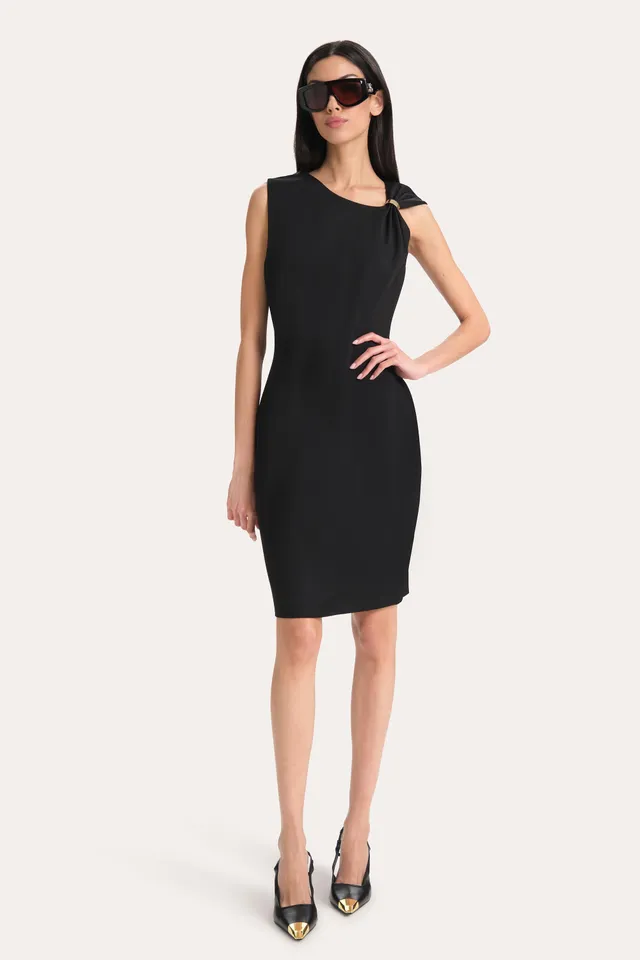 Elie Tahari Gilded Knit Dress sukienka czarna ponte