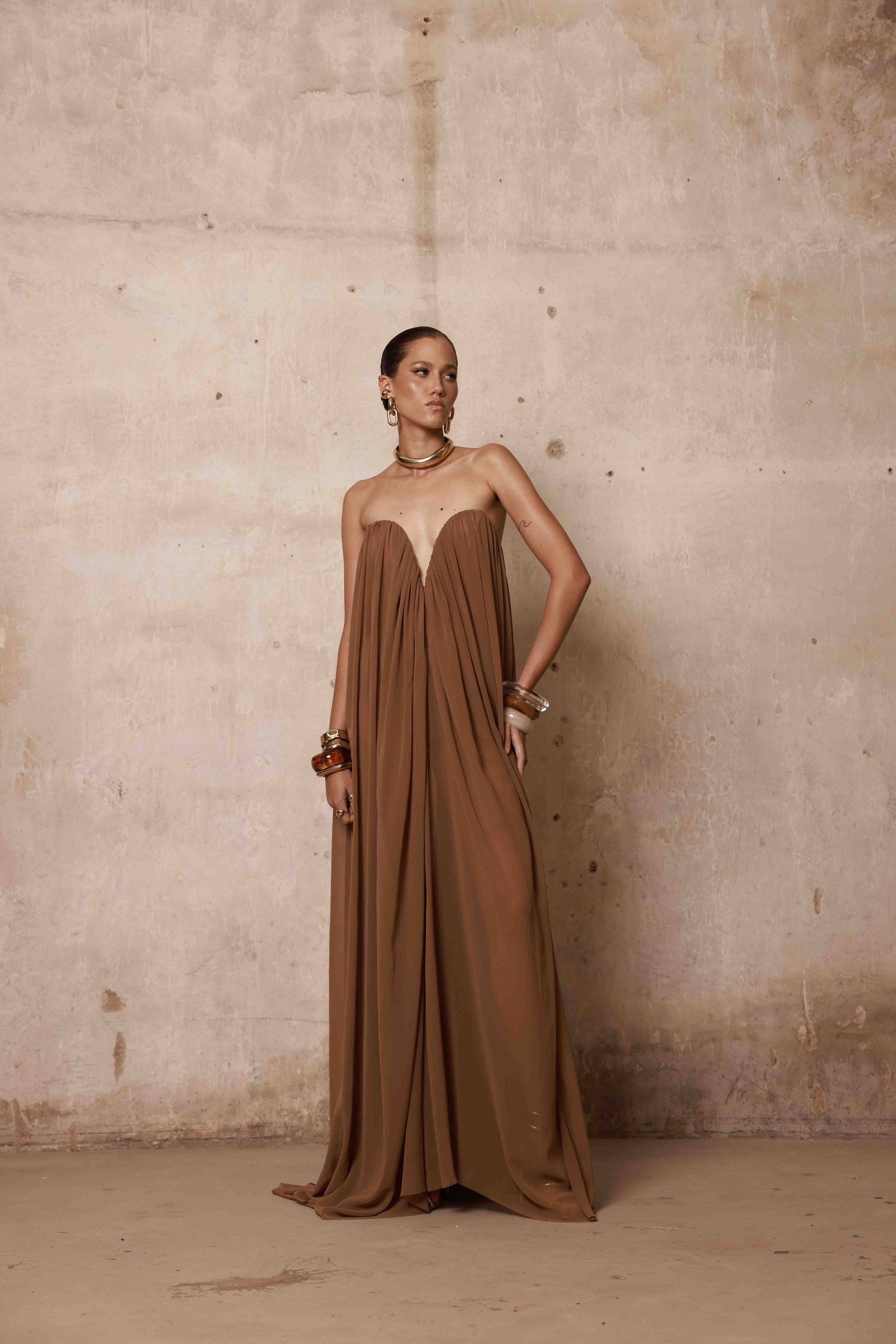 Bronx and Banco Wanda Chiffon sukienka maxi bez ramiączek