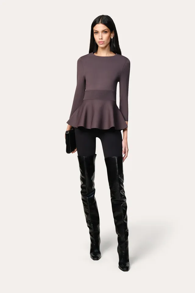 Elie Tahari Milano Sculpt Contour top kakaowy dopasowany