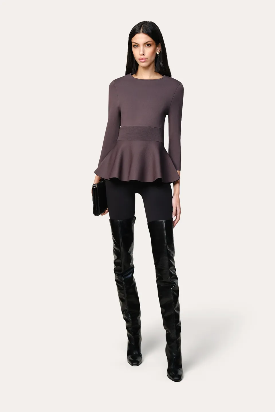 Elie Tahari Milano Sculpt Contour top kakaowy dopasowany