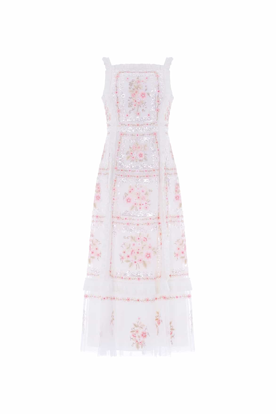 Needle & Thread Blossom Bib Ballerina Dress sukienka biała