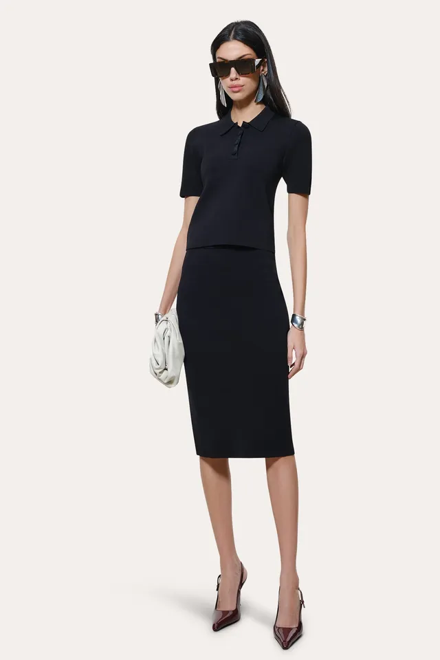 Elie Tahari Skylar E35YP506 polo dzianinowe czarne