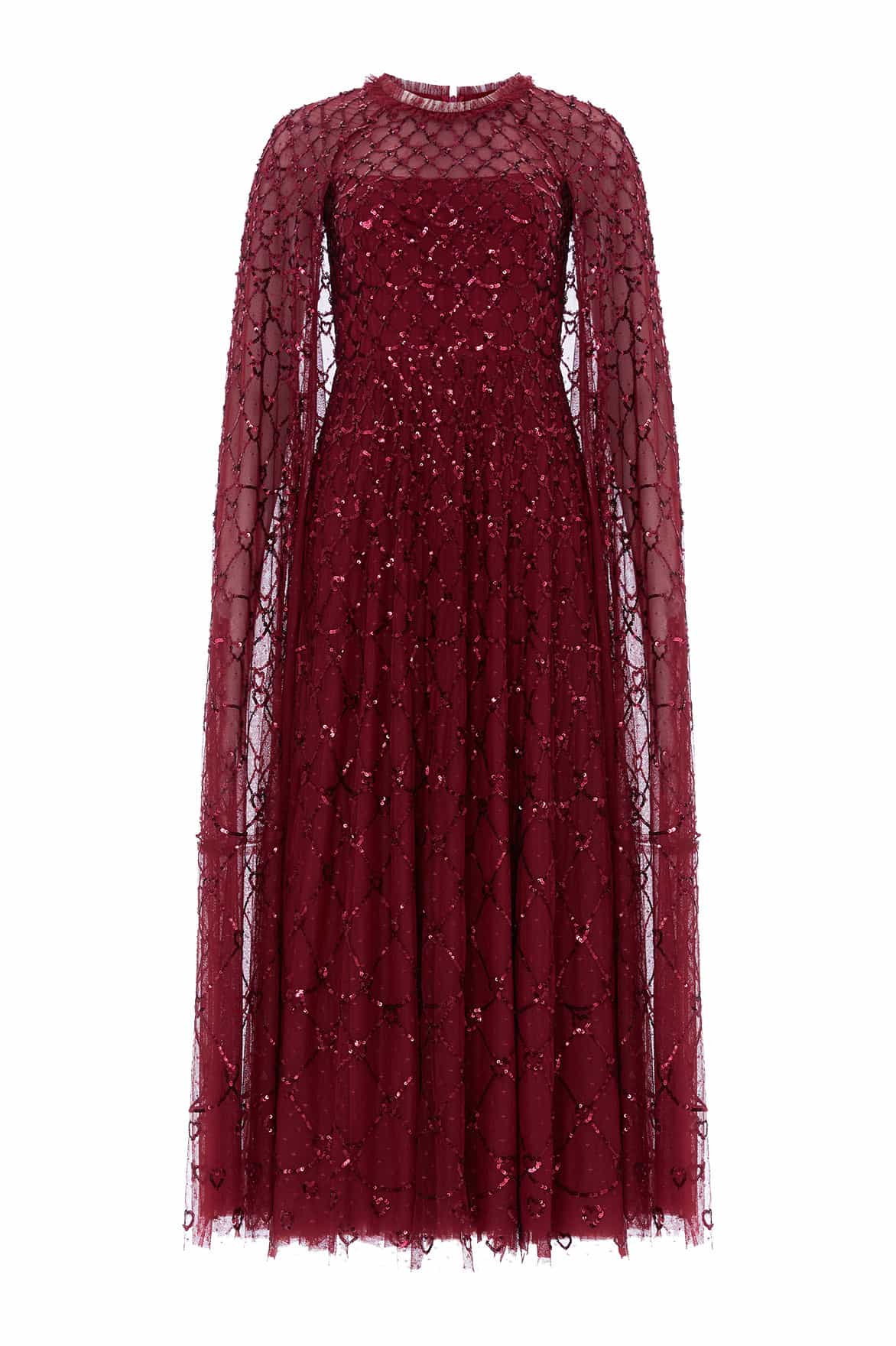 Needle & Thread Heart Lattice Ankle Gown suknia czerwona