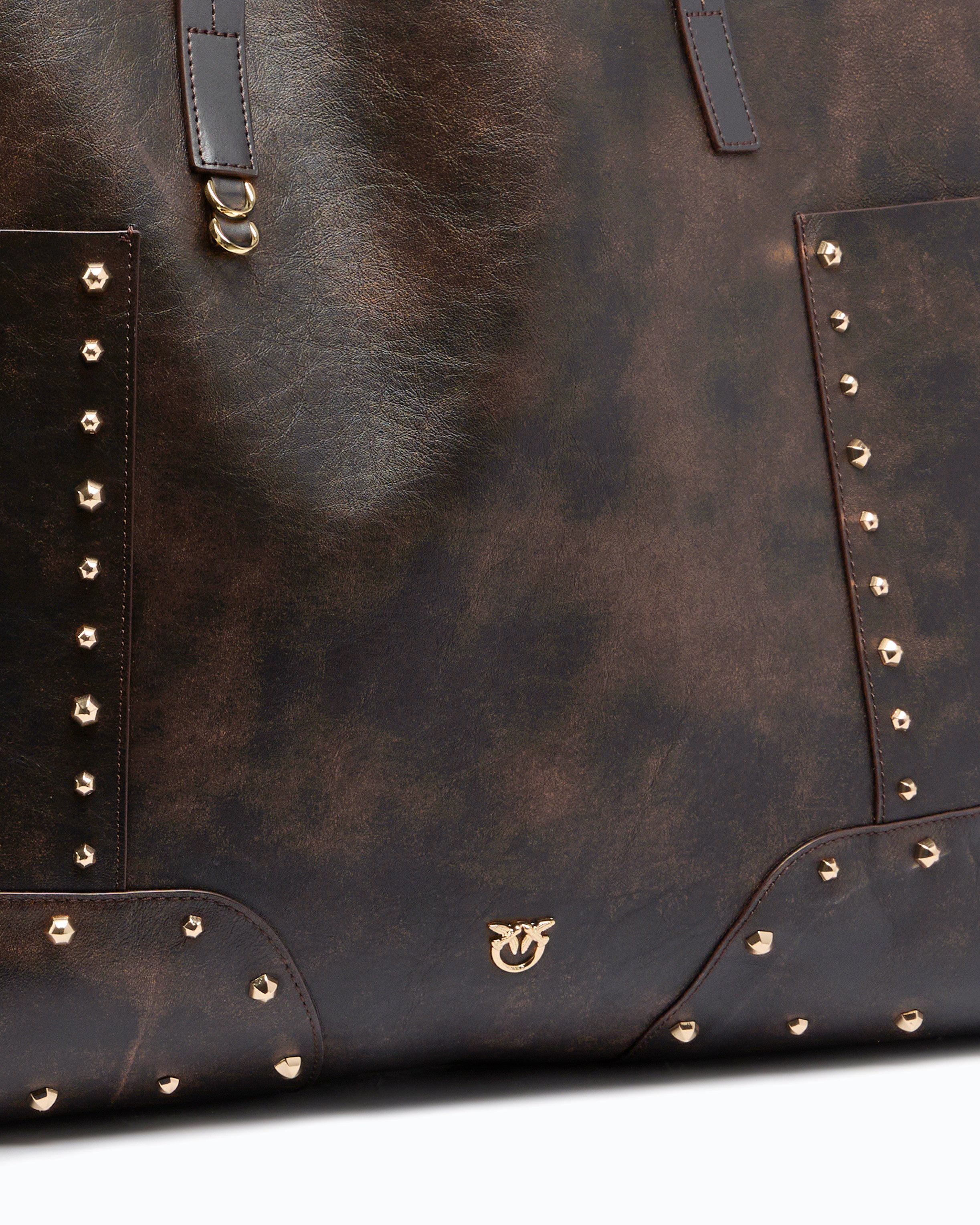Pinko Tote Bag Studs shopperka skórzana ćwieki