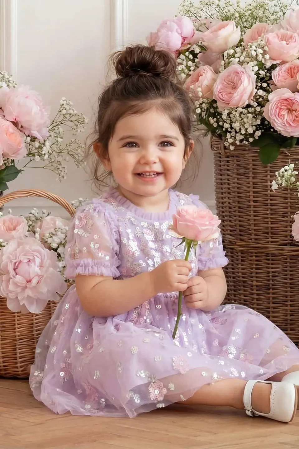 Needle & Thread Confetti Baby Dress sukienka fioletowa cekiny