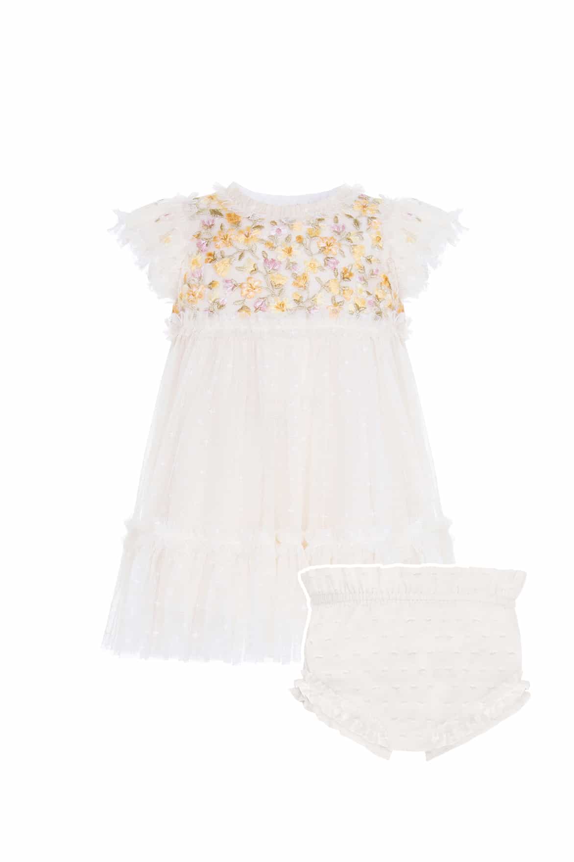 Needle & Thread Posy Bodice Baby Dress sukienka cream z bloomersami
