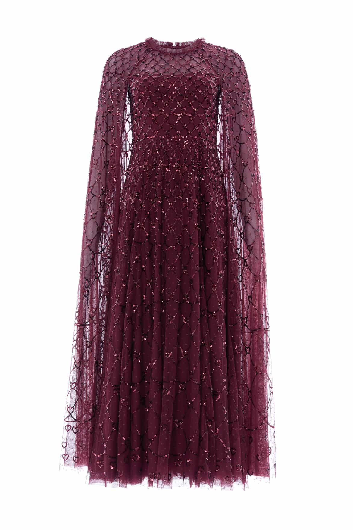 Needle & Thread Heart Lattice Ankle Gown sukienka fioletowa cekiny