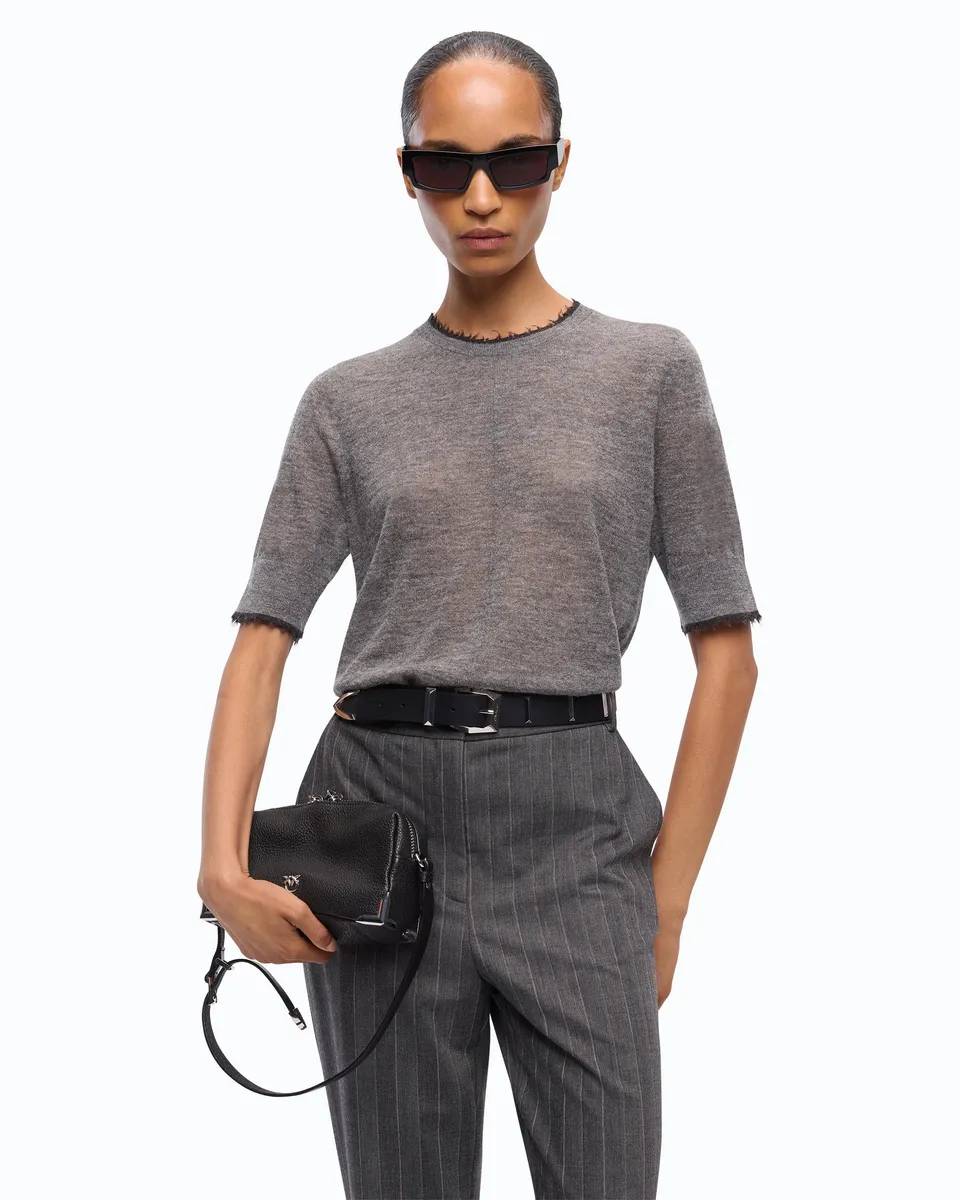 Pinko Nicosia Sweater sweter szary wełna merynosów