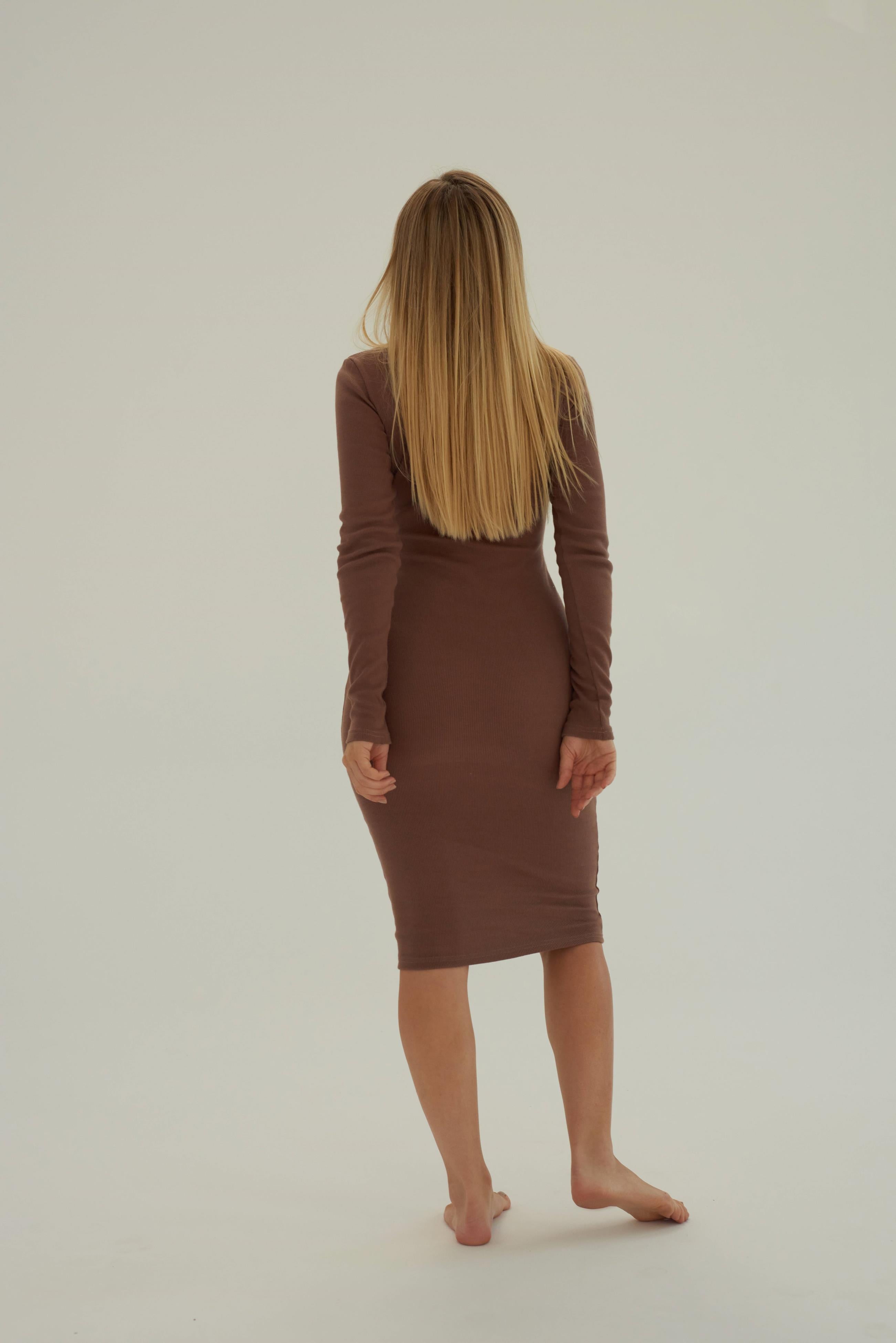 Nudyess Ariadna prążkowana sukienka midi Black polo