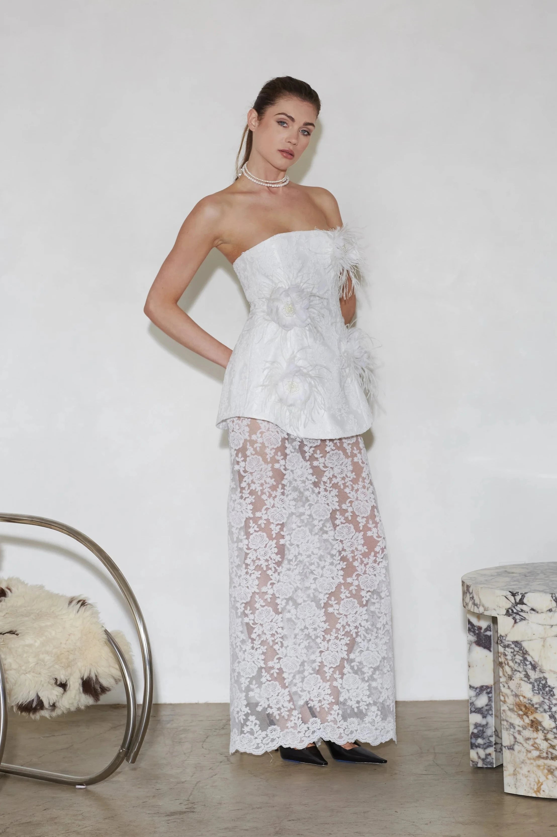 Delfi Collective Monroe sukienka Ivory satynowa ślubna