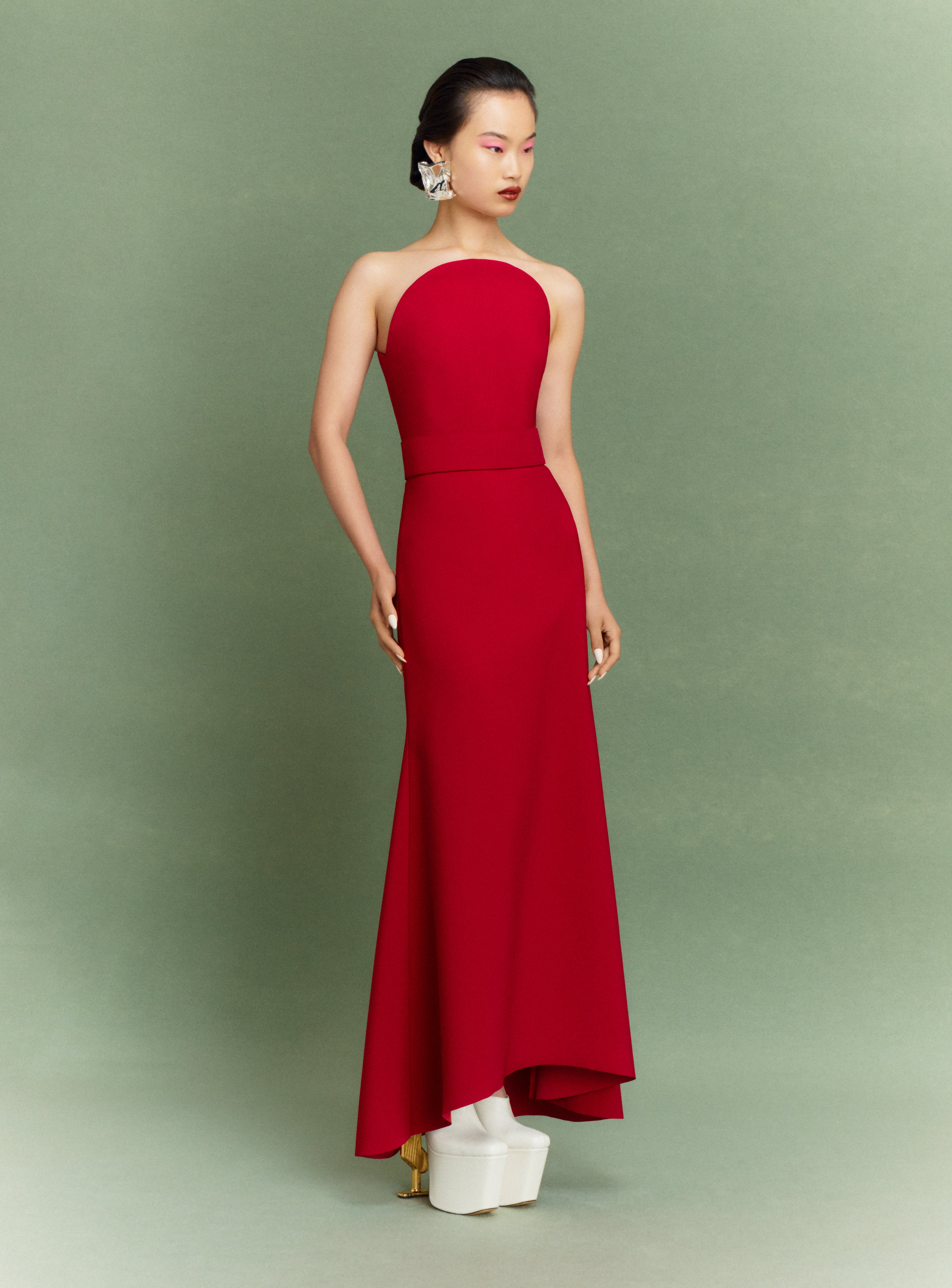 Solace London Ember sukienka maxi rubin bez ramiączek