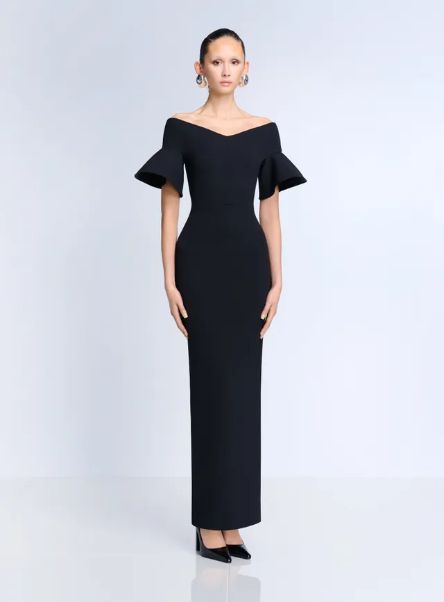 Solace London Cielo sukienka maxi Black odkryte ramiona