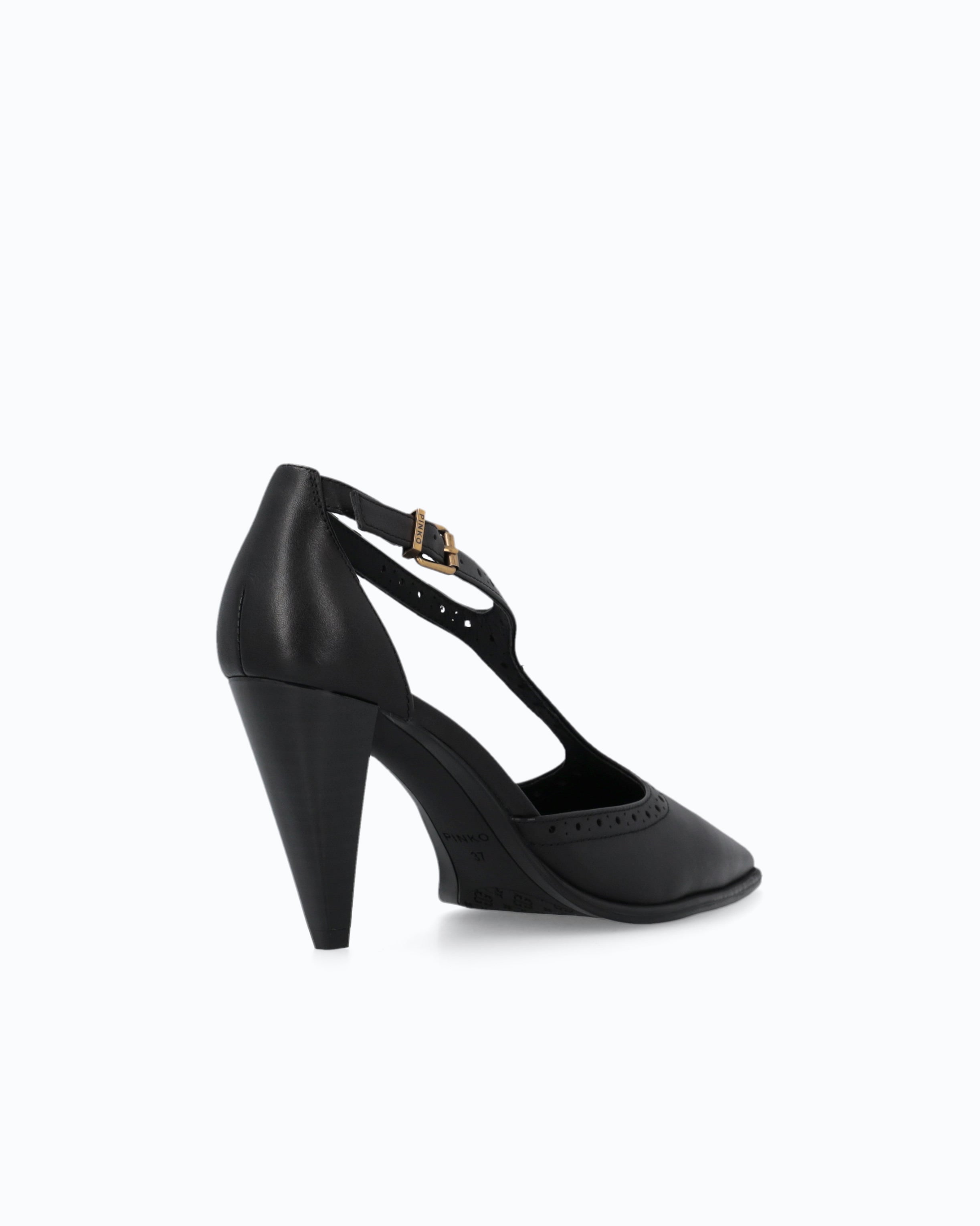 Pinko Vane 05 T-Strap czółenka czarne skóra