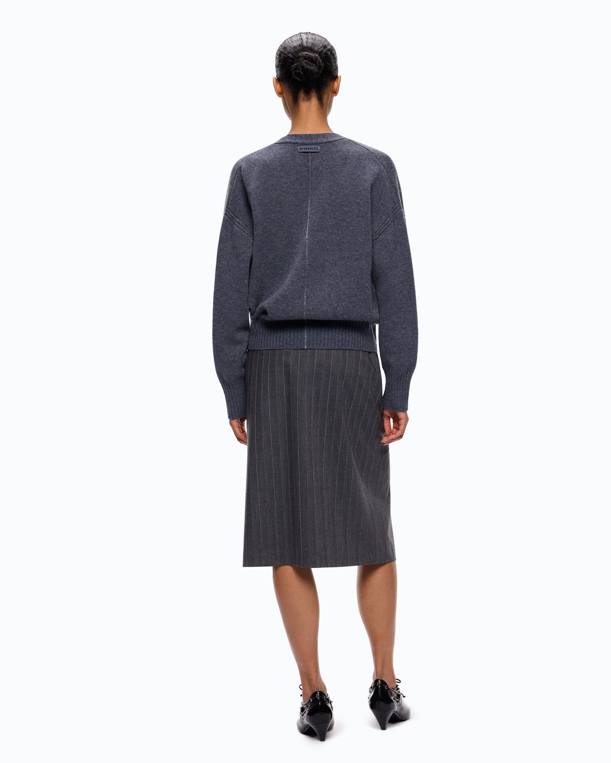 Pinko Vienna Cardigan kardigan szary wełna kaszmir
