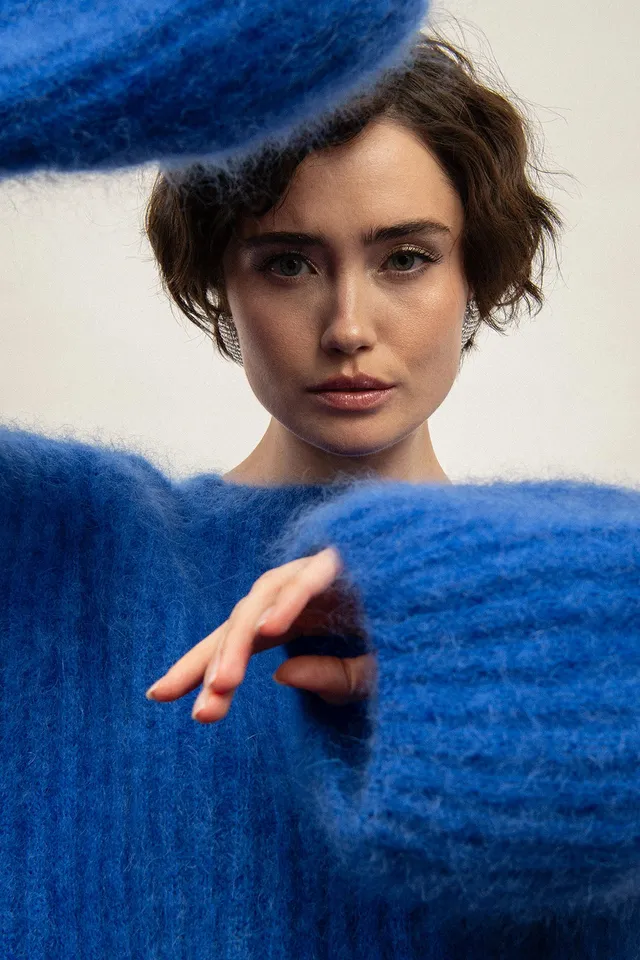Nudyess River moherowy sweter Dark Blue
