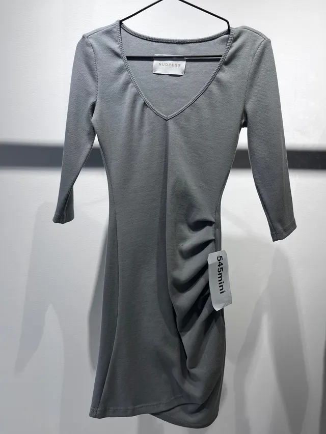 Nudyess Vermont 545 sukienka mini Gray marszczona