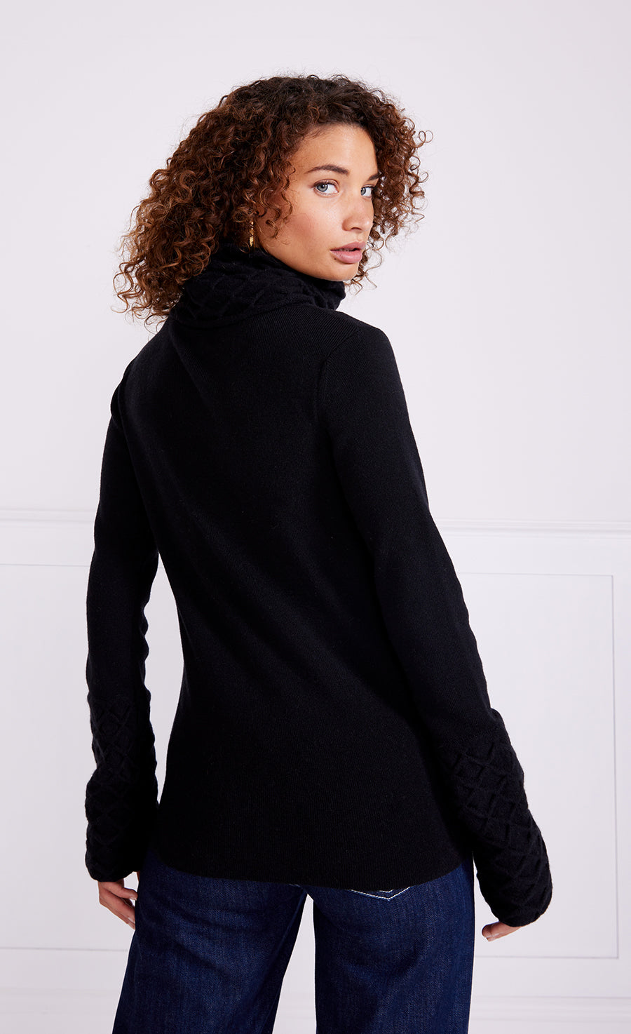 Temperley London Honeycomb Knit Jumper sweter czarny wełna