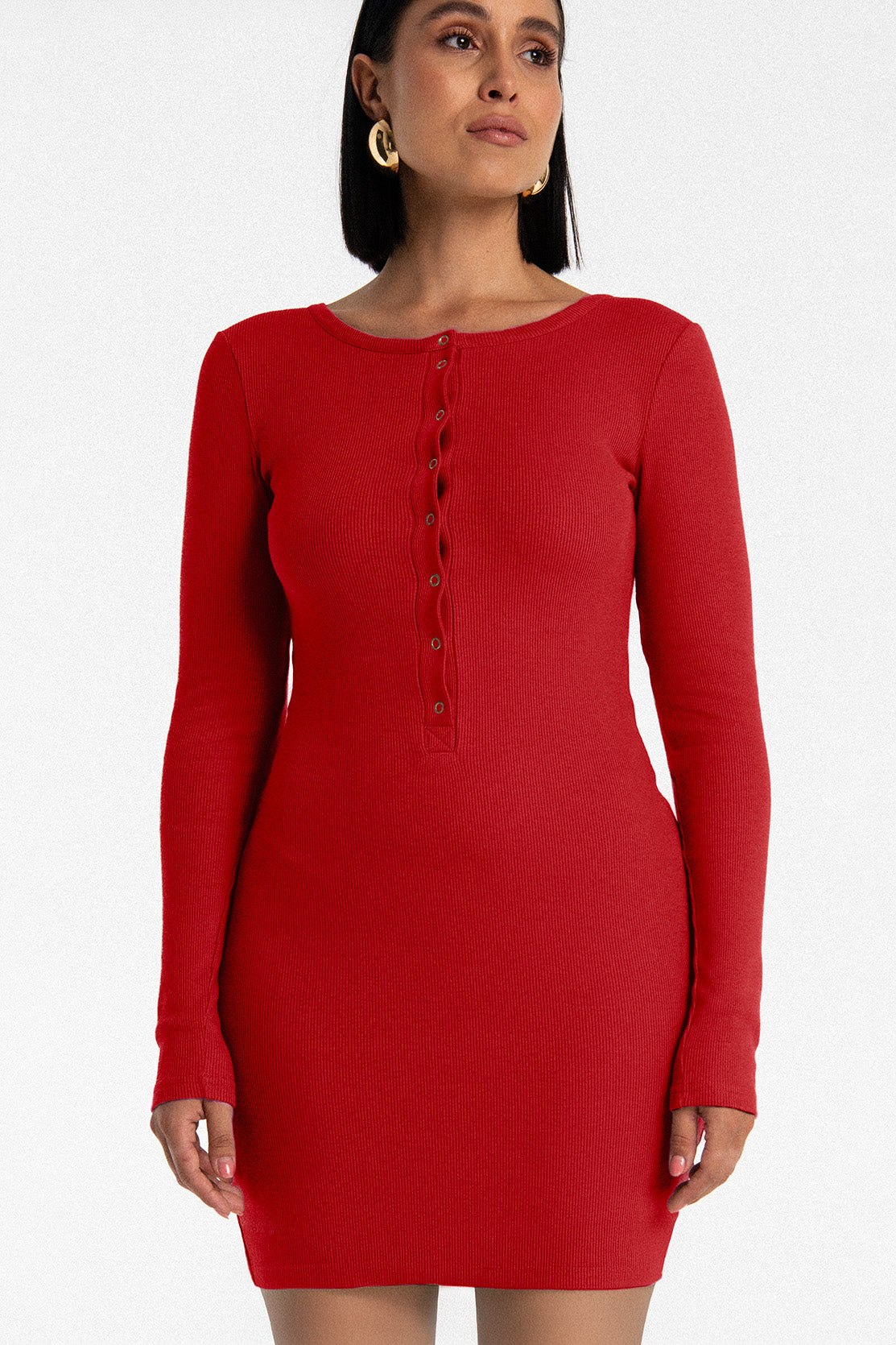 Nudyess Isla sukienka mini Red prążkowana