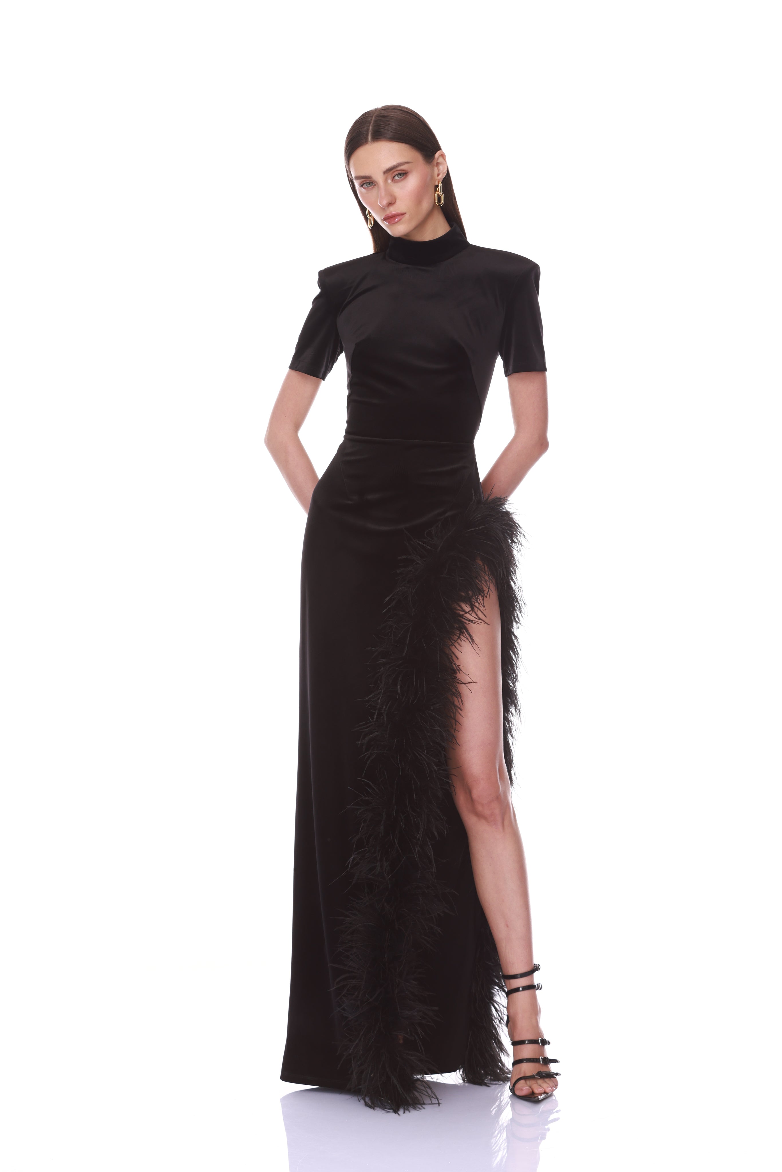 Bronx and Banco Velvet sukienka wieczorowa maxi czarna XS