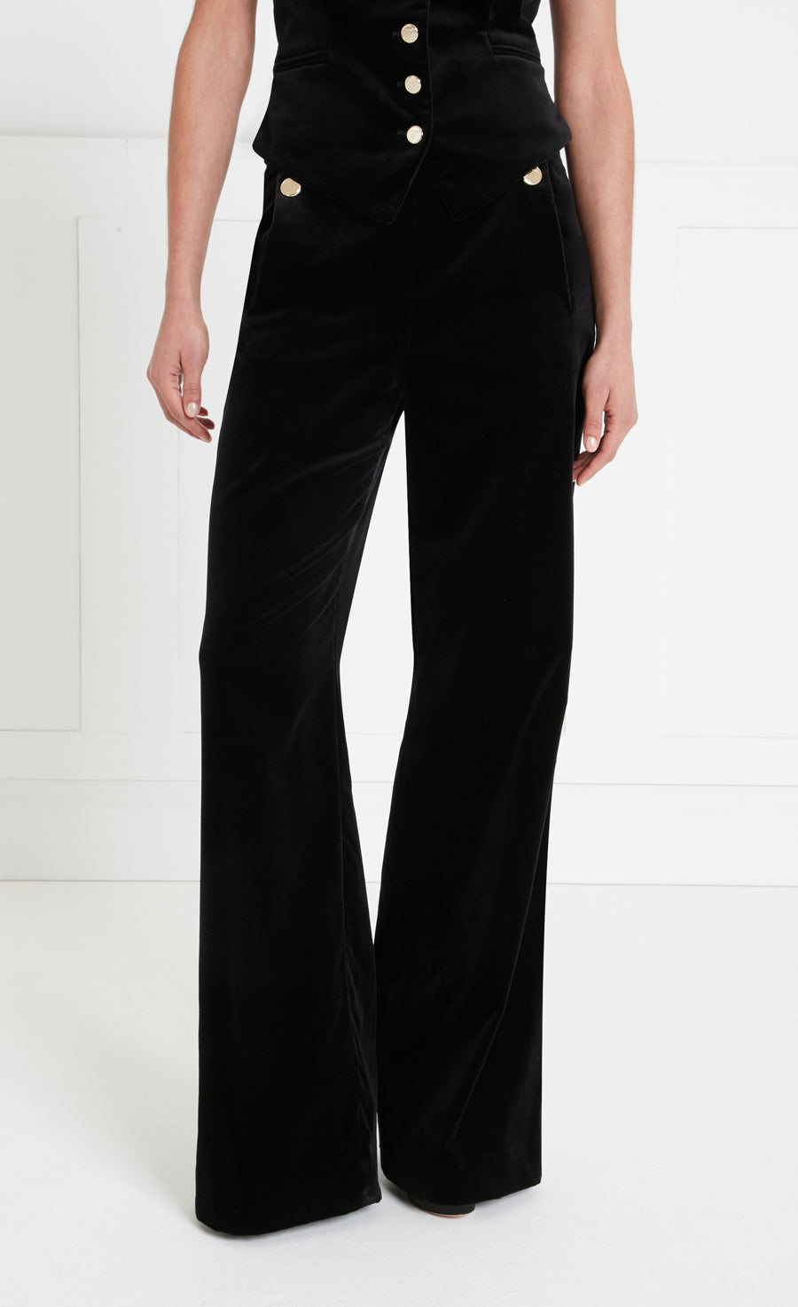 Temperley London Clove spodnie welwetowe czarne welwet