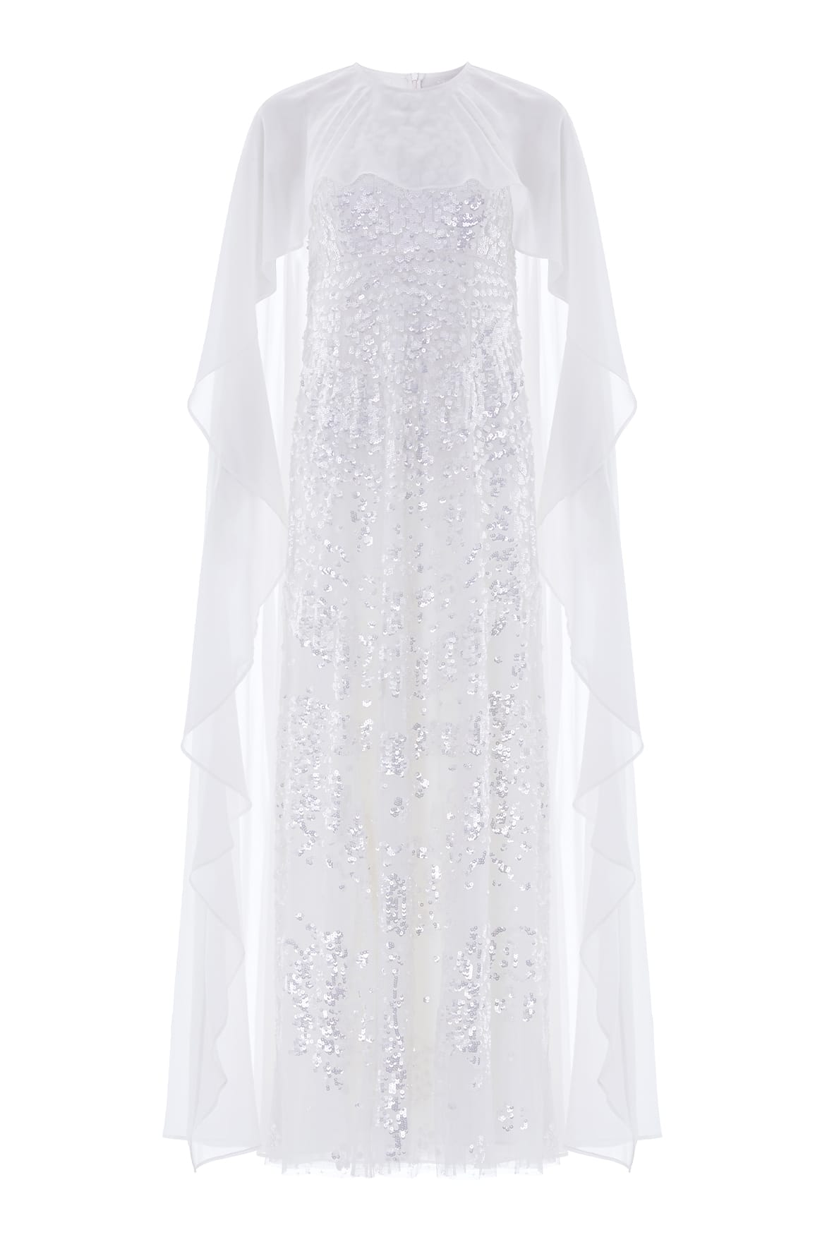 Needle & Thread Anais Sequin Cape Gown suknia biała