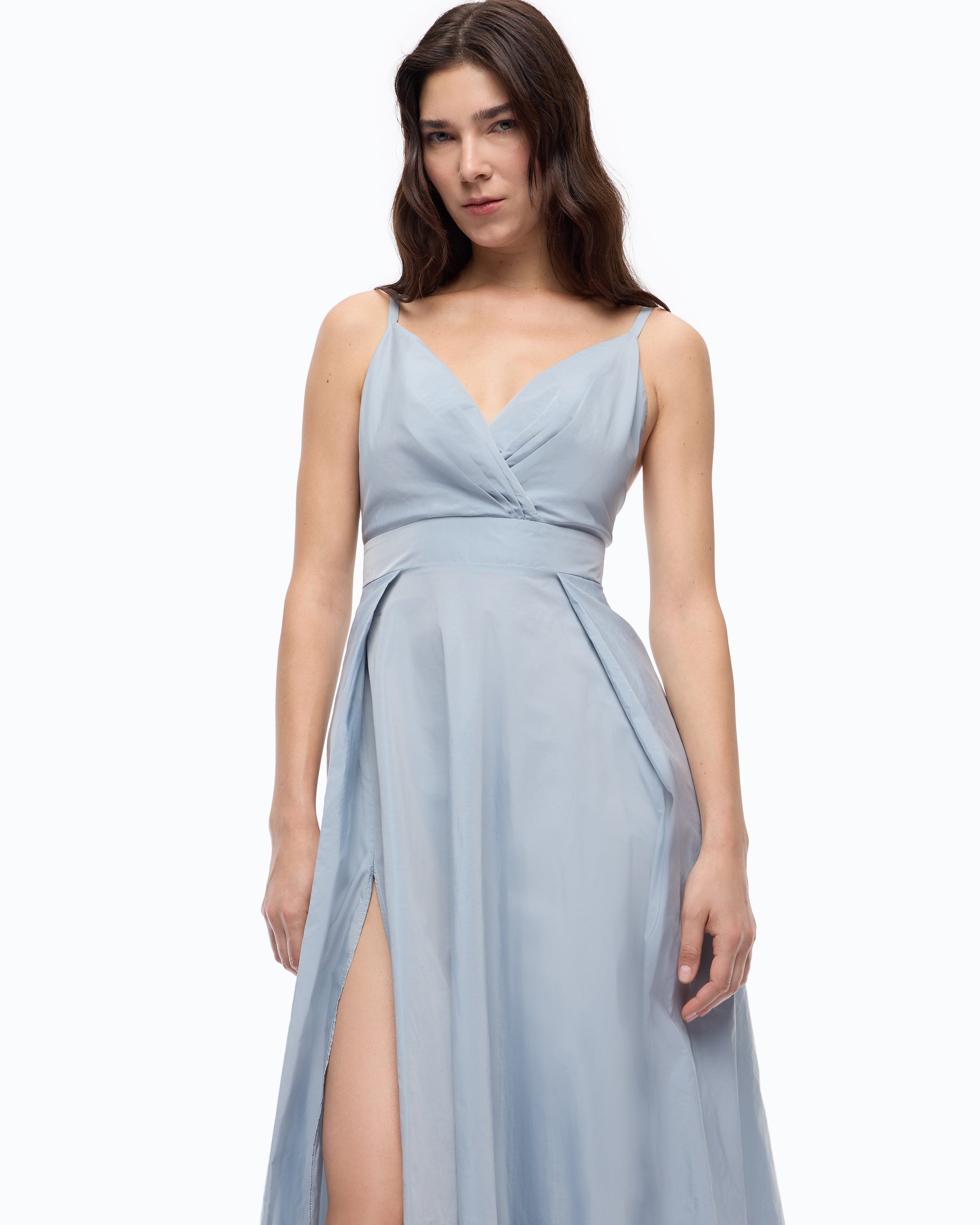 Pinko Cherokee Dress sukienka długa błękitna tafta