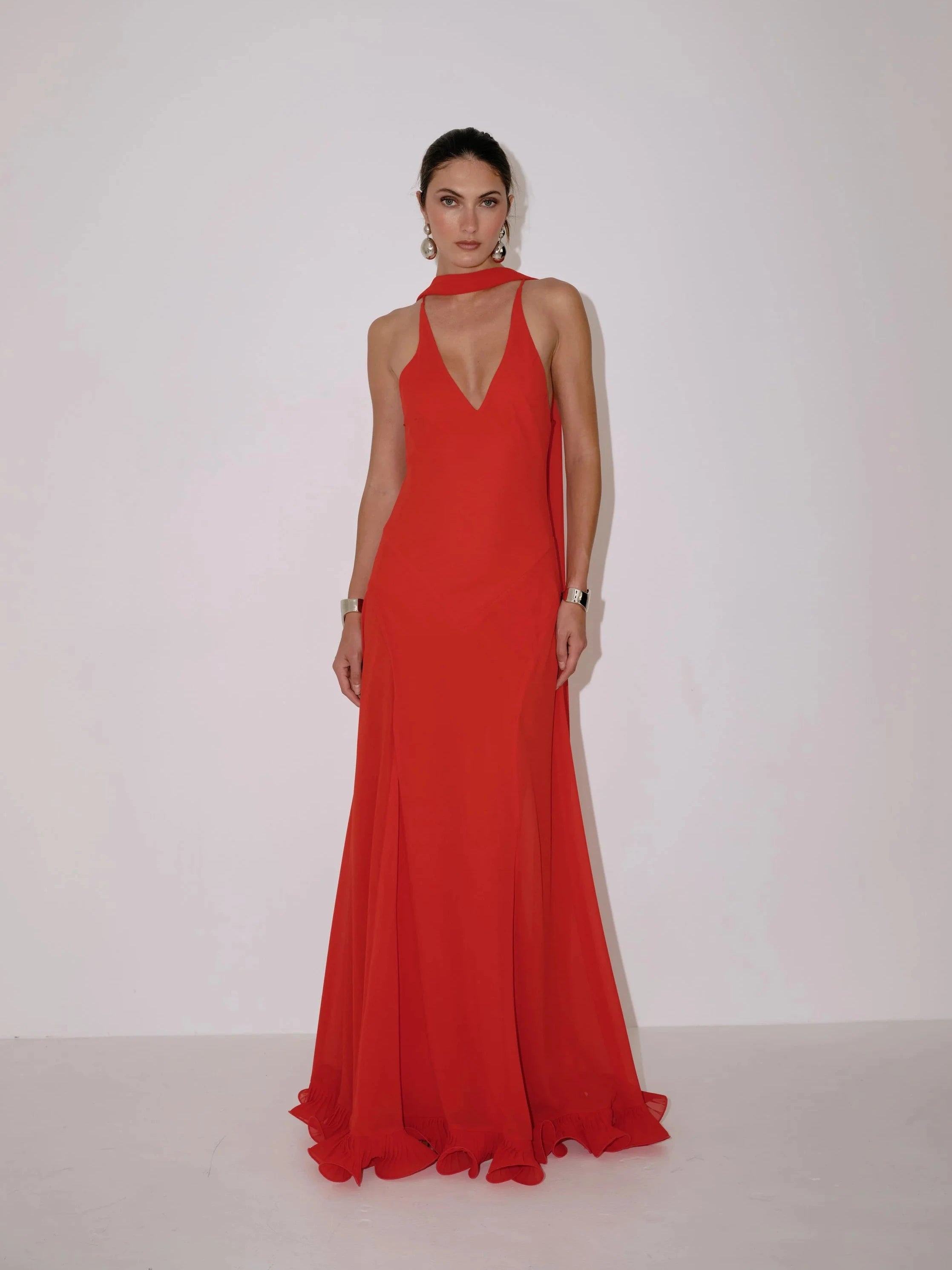 Delfi Collective Estelle sukienka Crimson szyfonowa