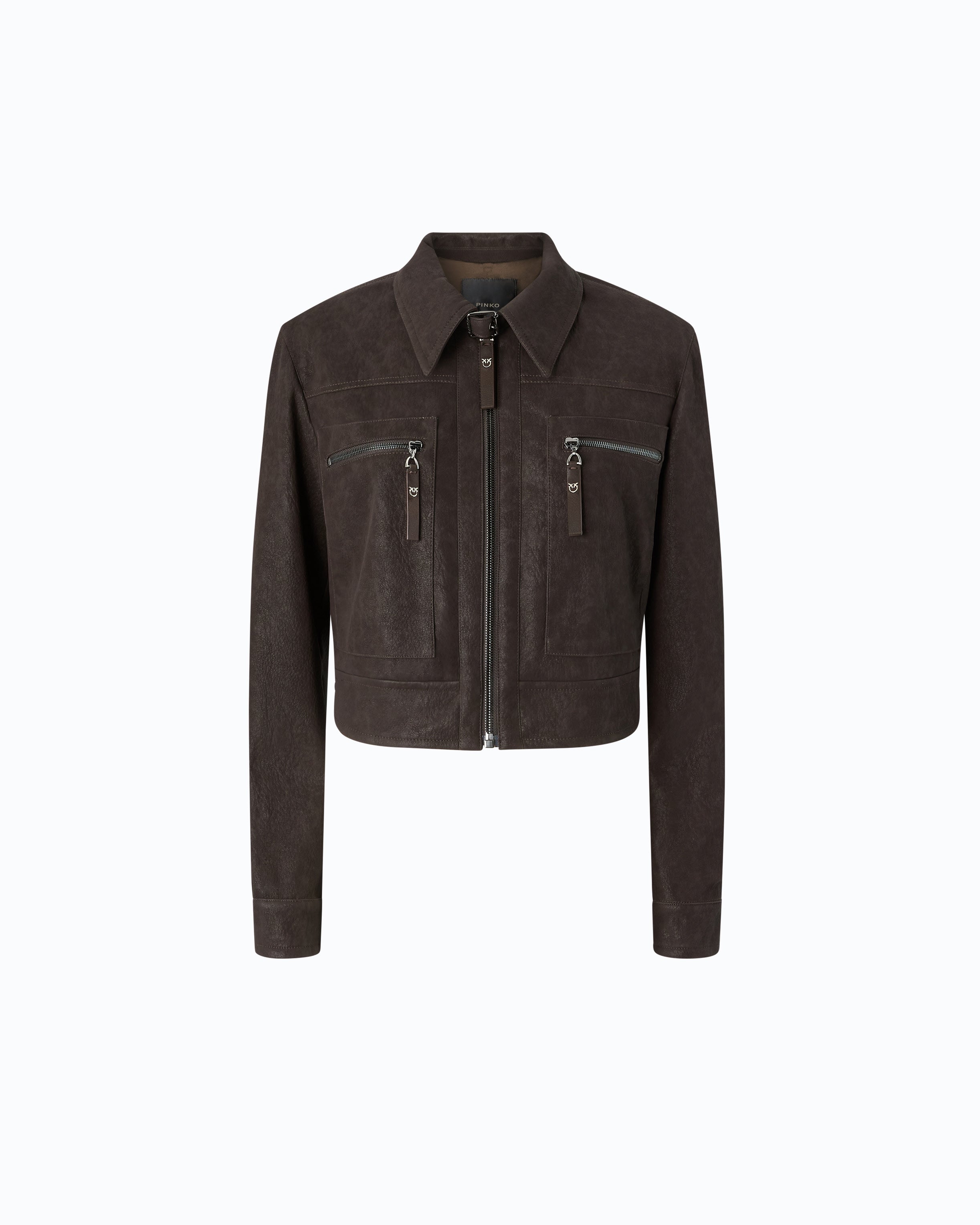 Pinko Arzignano Jacket kurtka brązowa nubuk