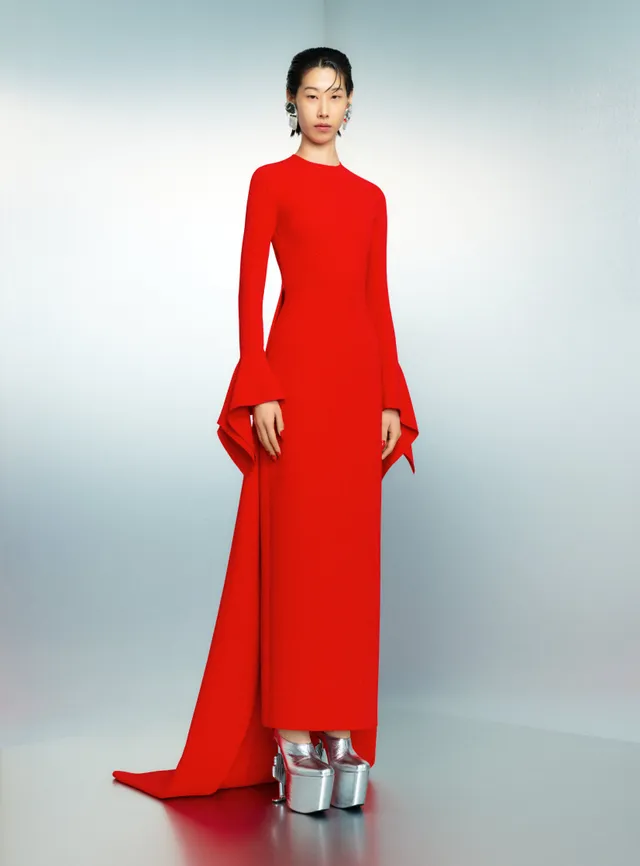 Solace London The Blake Maxi sukienka czerwona długi rękaw