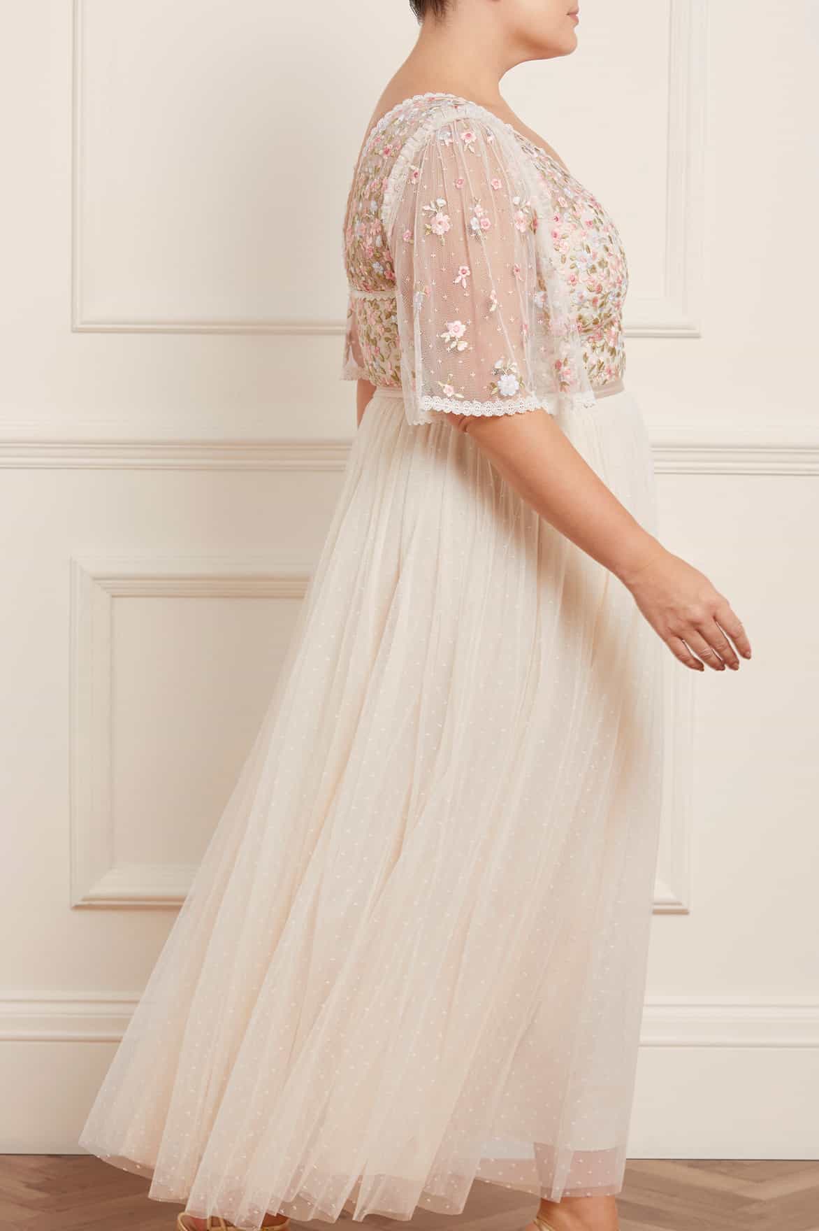Needle & Thread Ribbon Bouquet Bodice Ankle Gown sukienka kremowa haft
