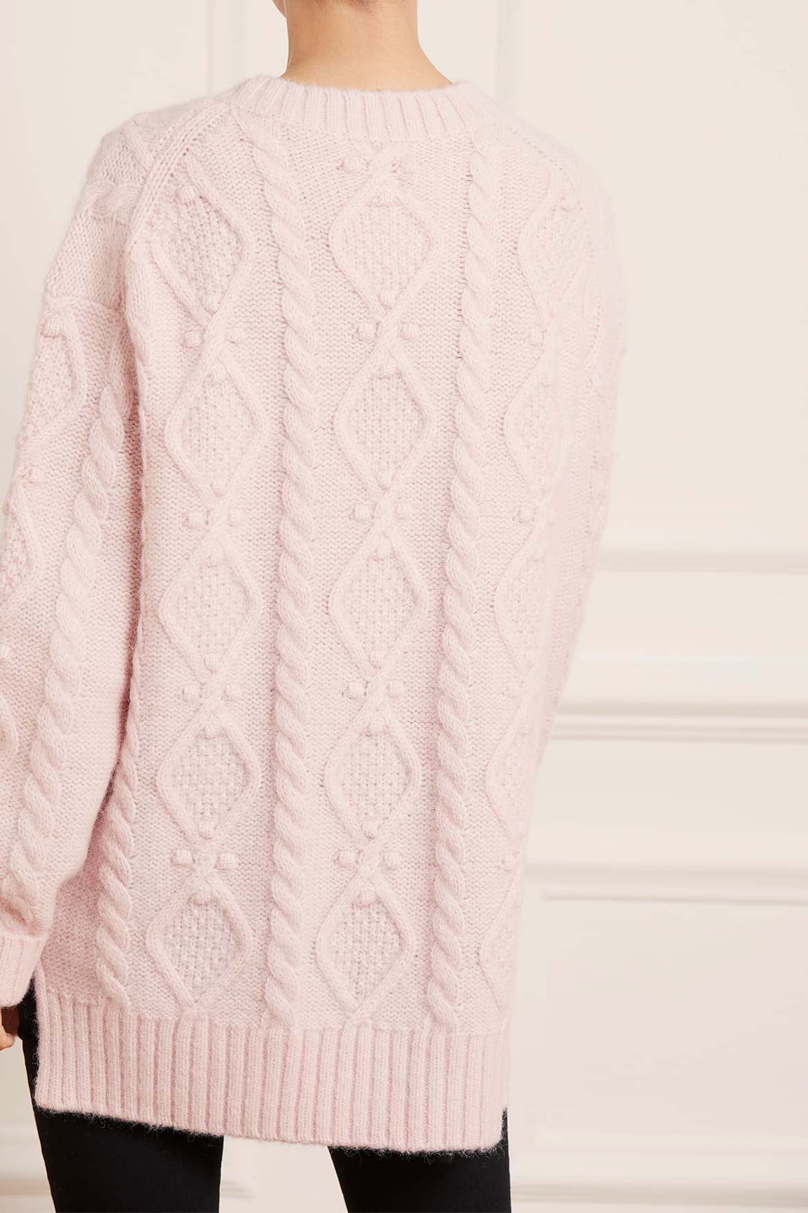 Needle & Thread Sylvie Cable sweter różowy długi