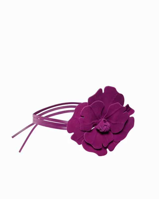 Pinko Flower Belt pasek skórzany czerwony kwiat