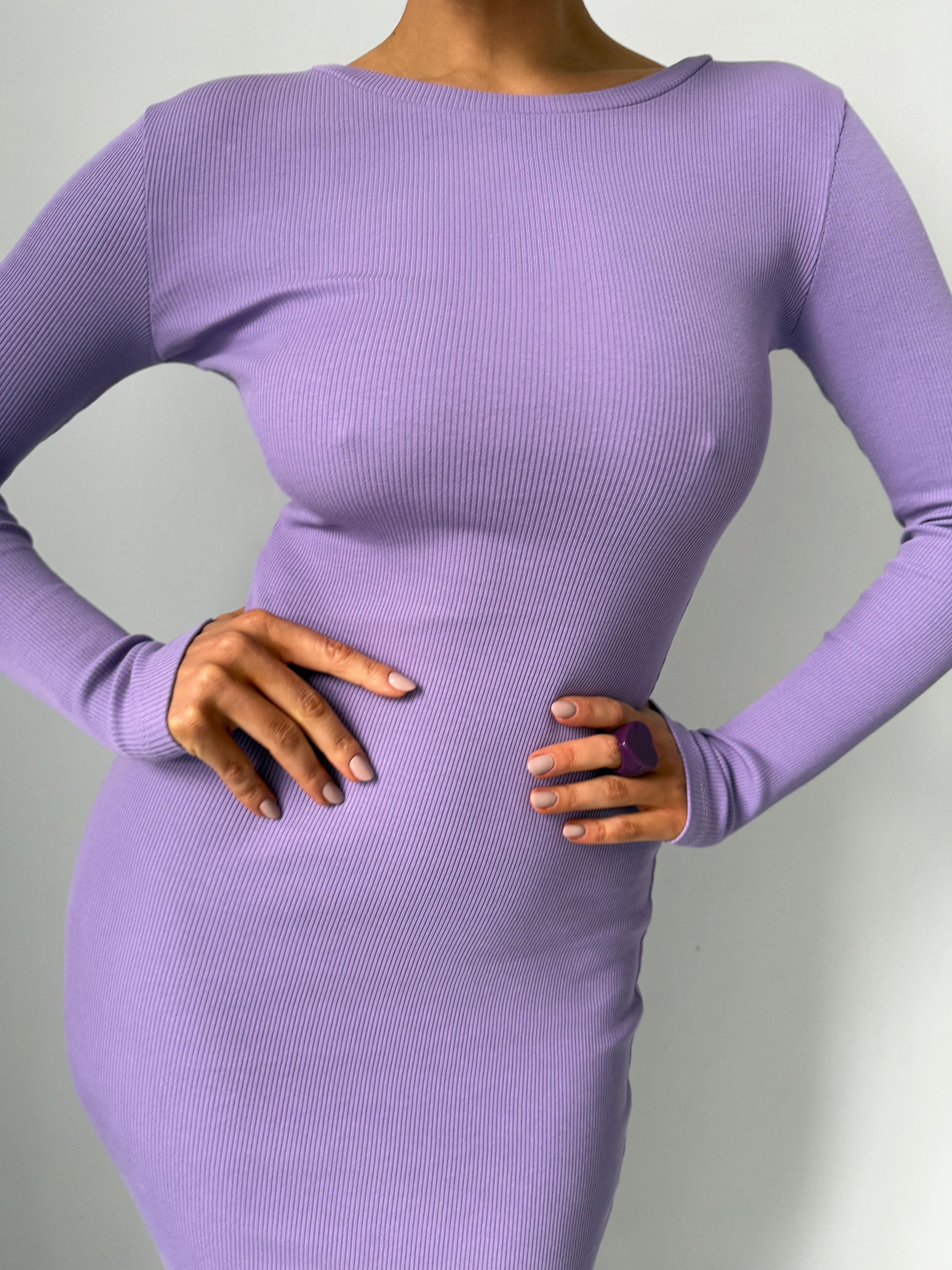 Nudyess Eos sukienka midi purple bawełniana