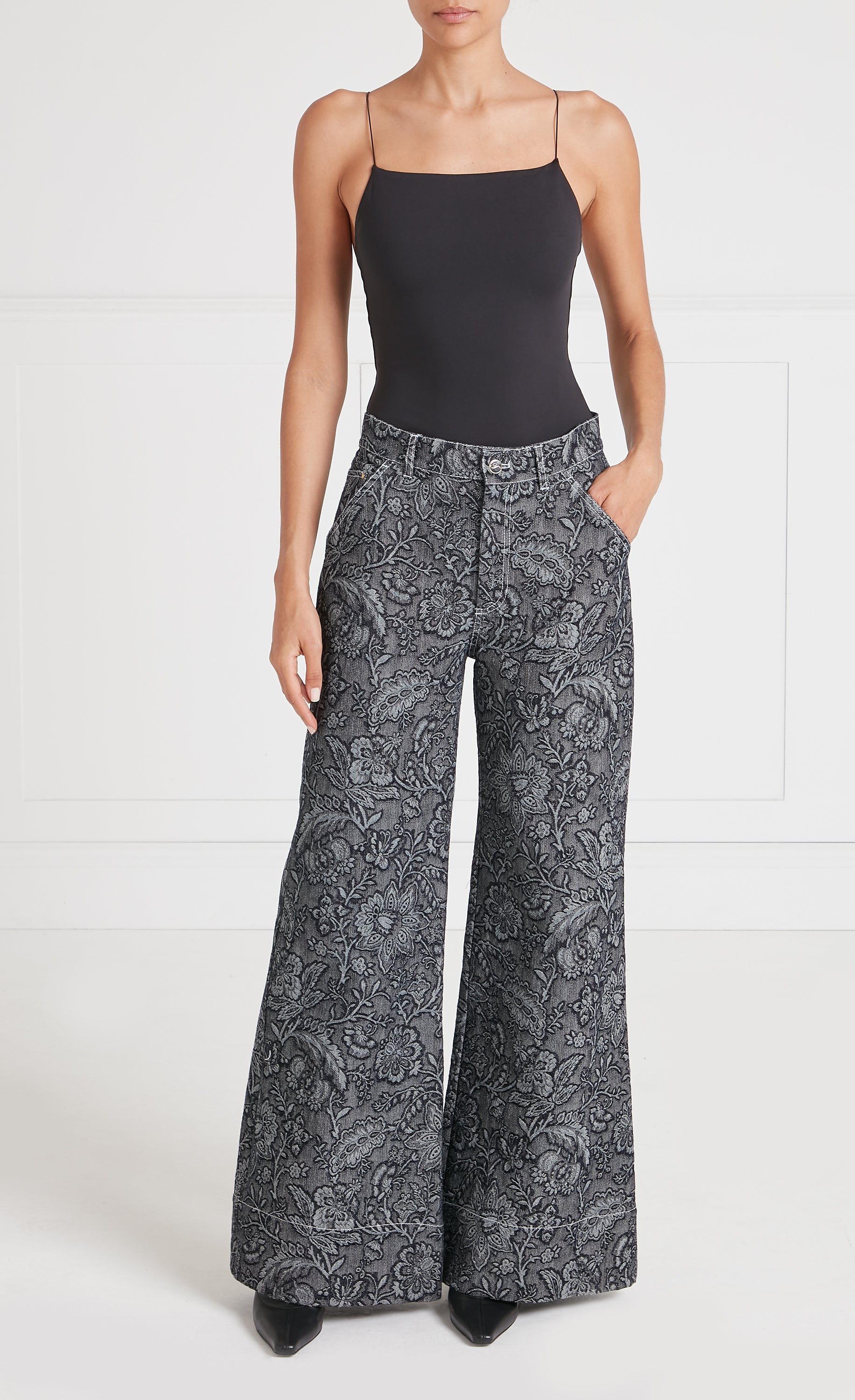 Temperley London Francis spodnie jeans szerokie czarne