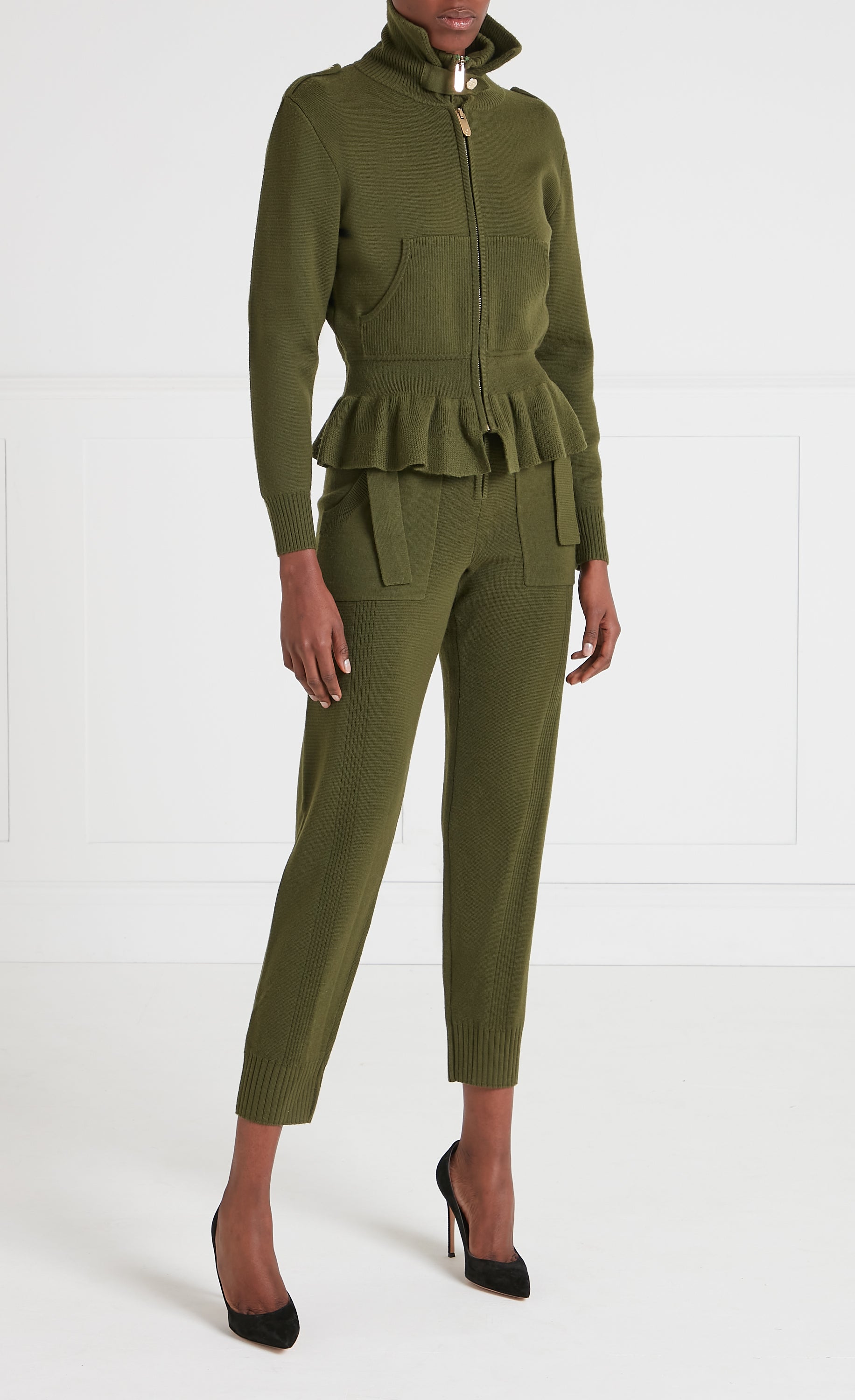 Temperley London Napoleon kurtka zielona wełna merino