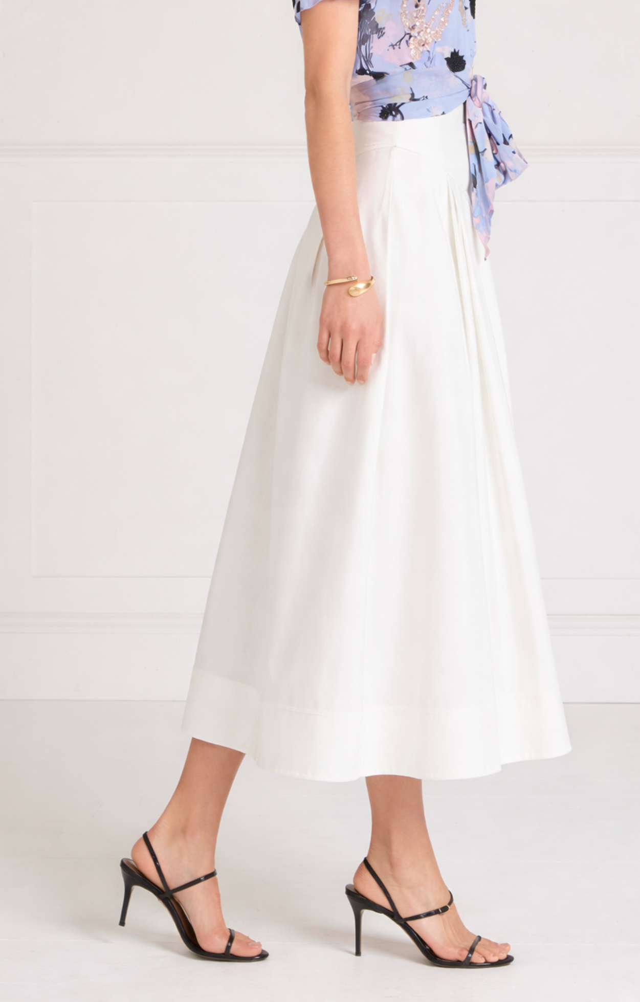 Temperley London Elodie spódnica midi ecru jedwab