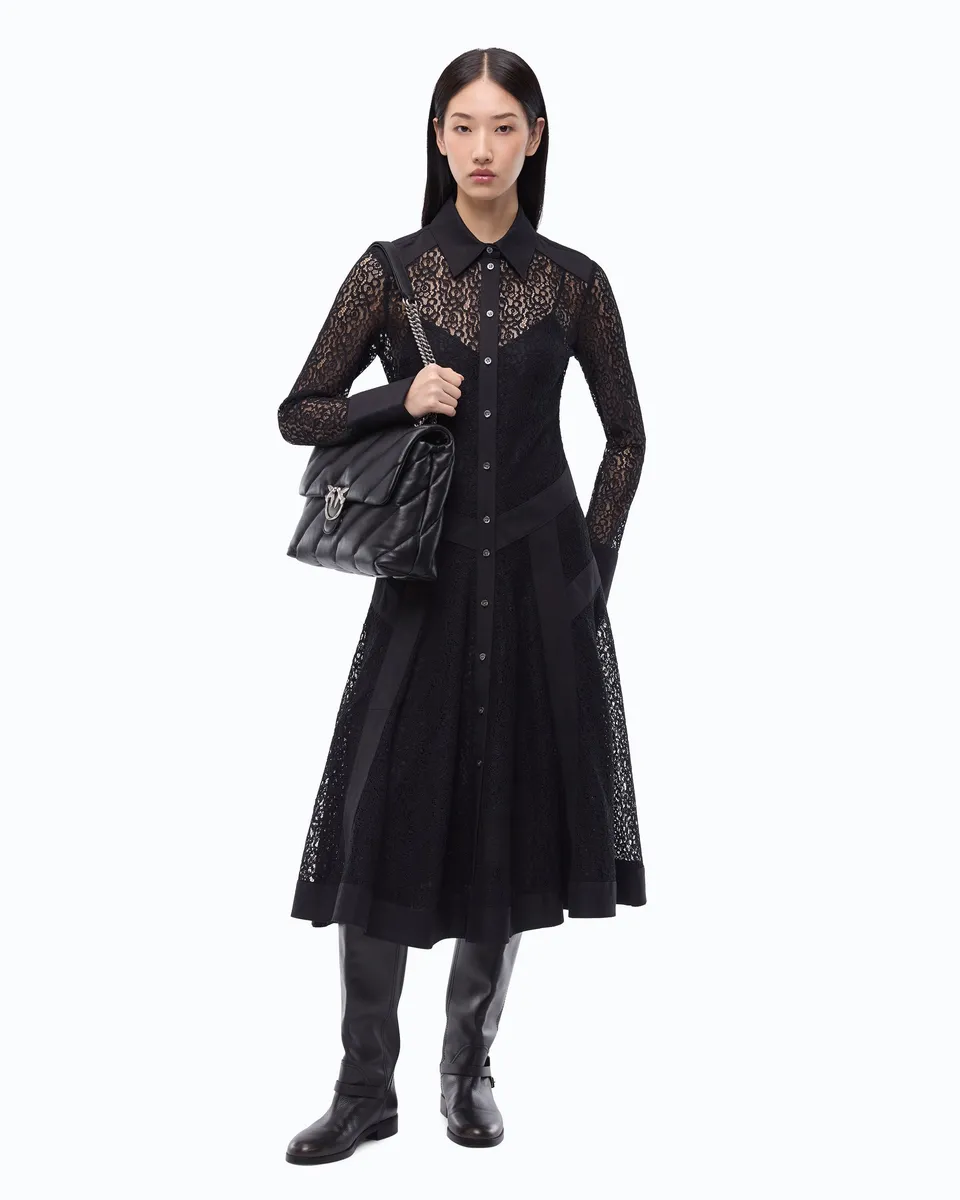 Pinko Rossese Dress sukienka midi czarna koronkowa