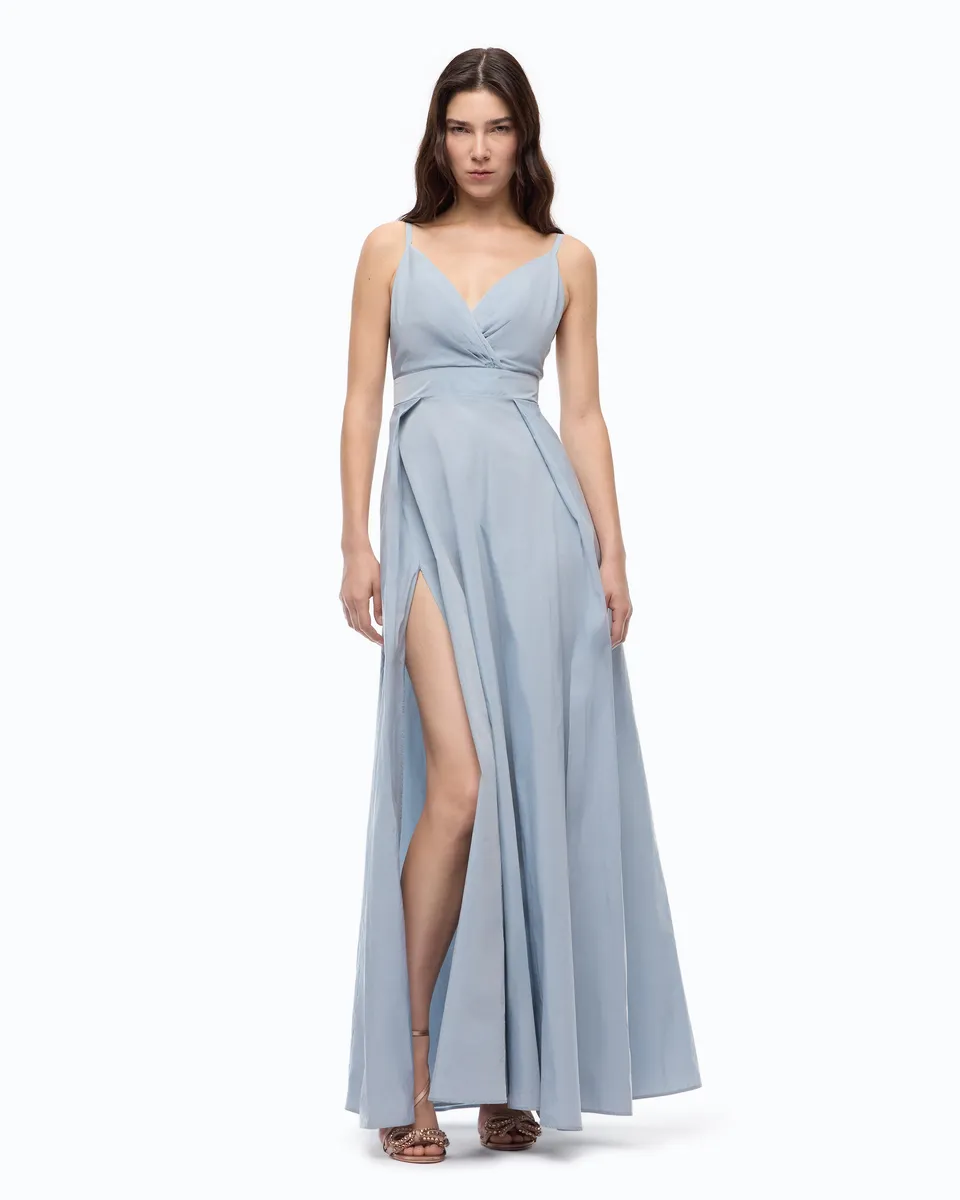 Pinko Cherokee Dress sukienka długa błękitna tafta