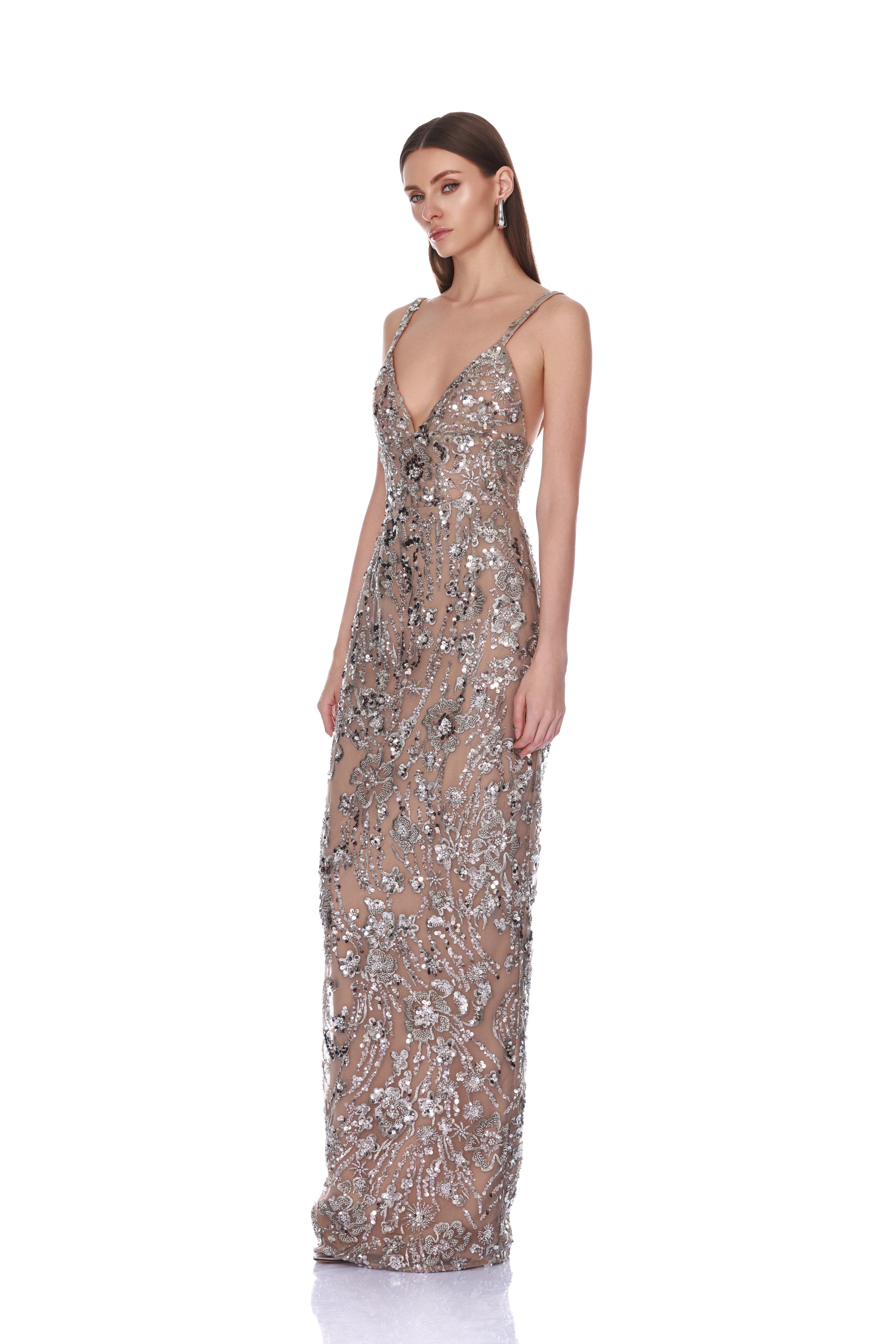 Bronx and Banco Venetian Allegra Silver sukienka maxi srebrna
