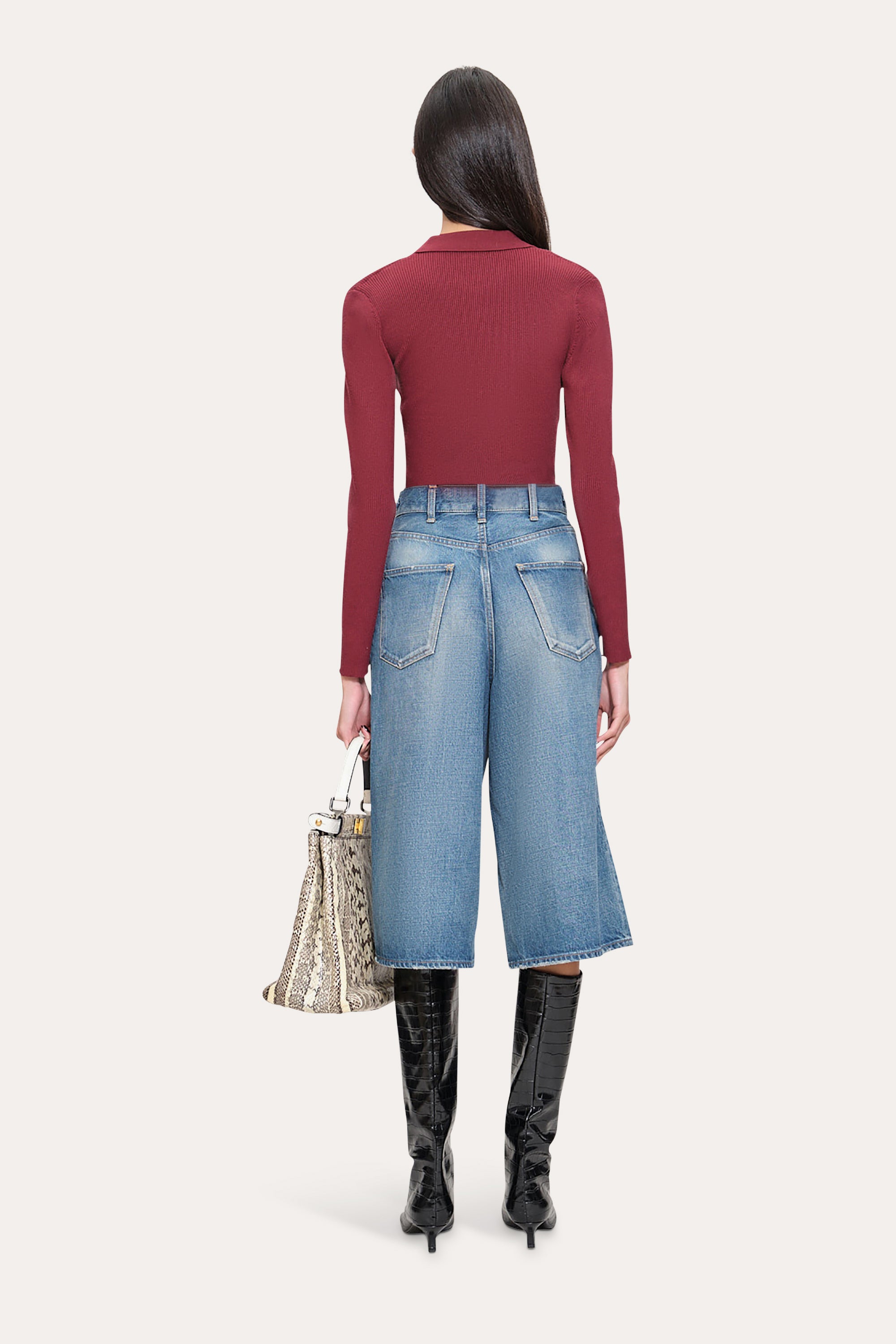 Elie Tahari Classic Knitted sweter polo Mulberry