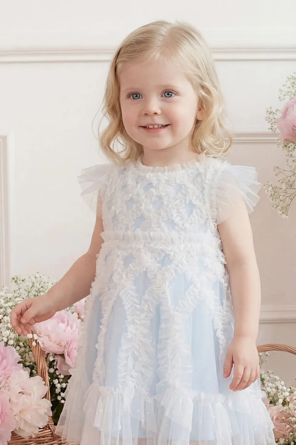 Needle & Thread Rosella Baby Dress sukienka Blue 3-6M