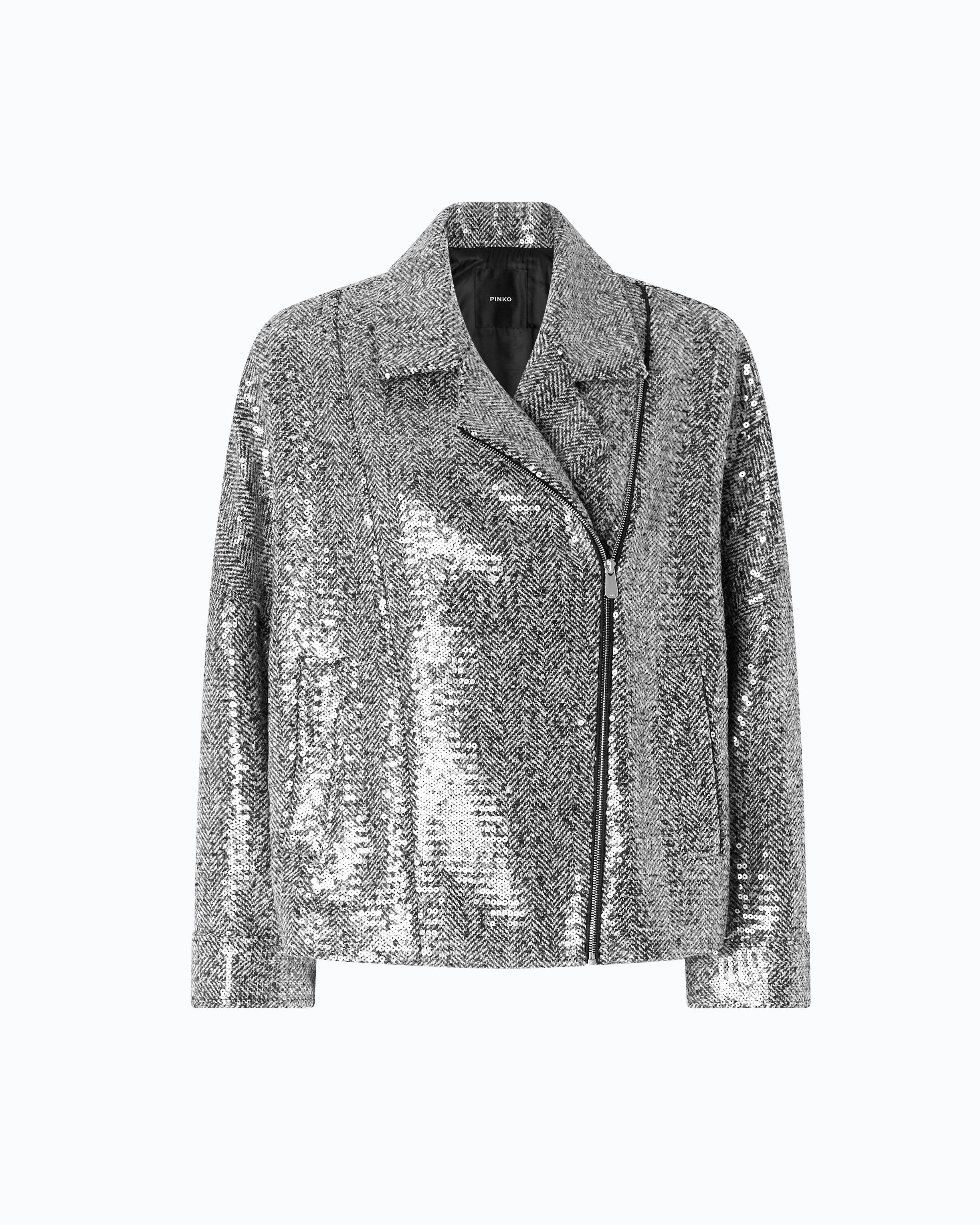Pinko Bellis Blouson bosmanka czarna z cekinami wełniana